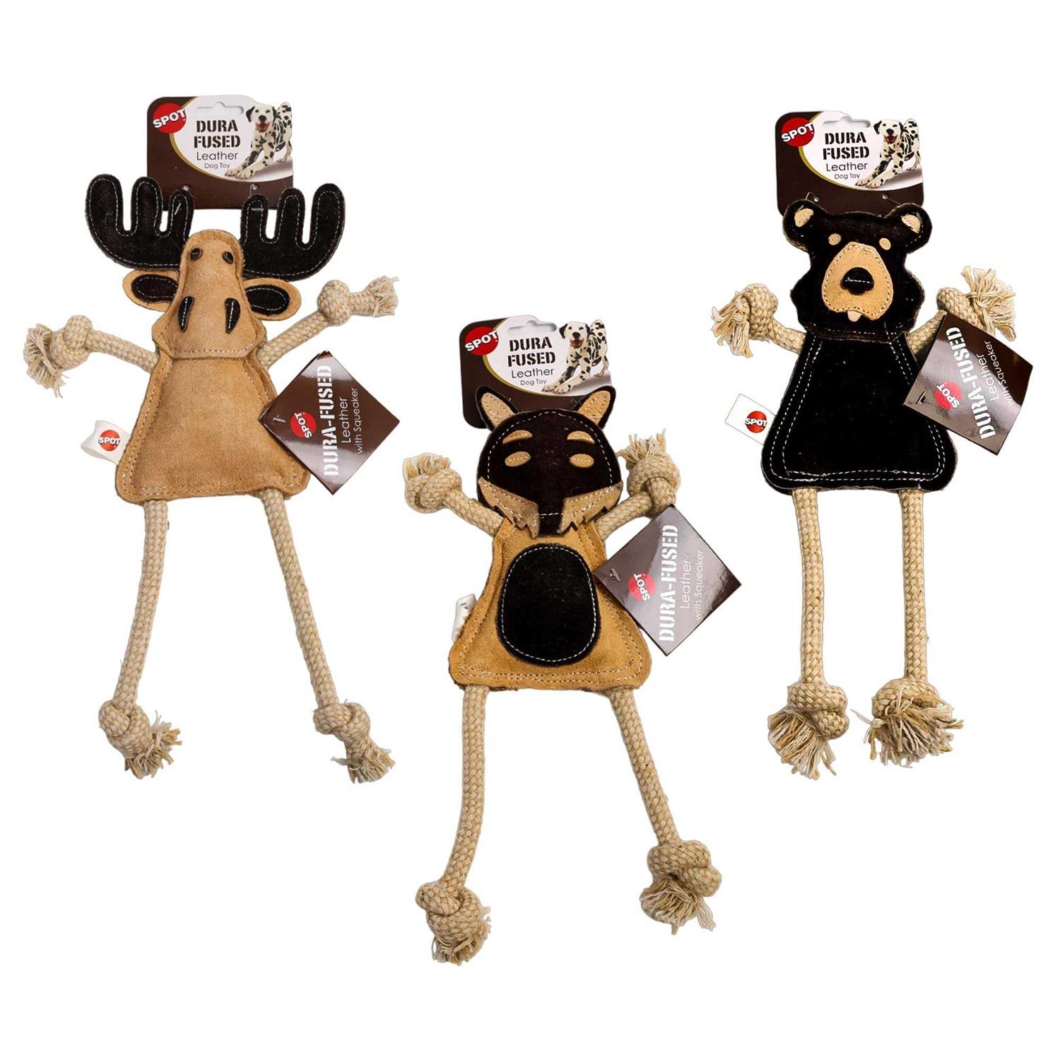Dura-Fused Leather Forest Dog Toy Assorted
