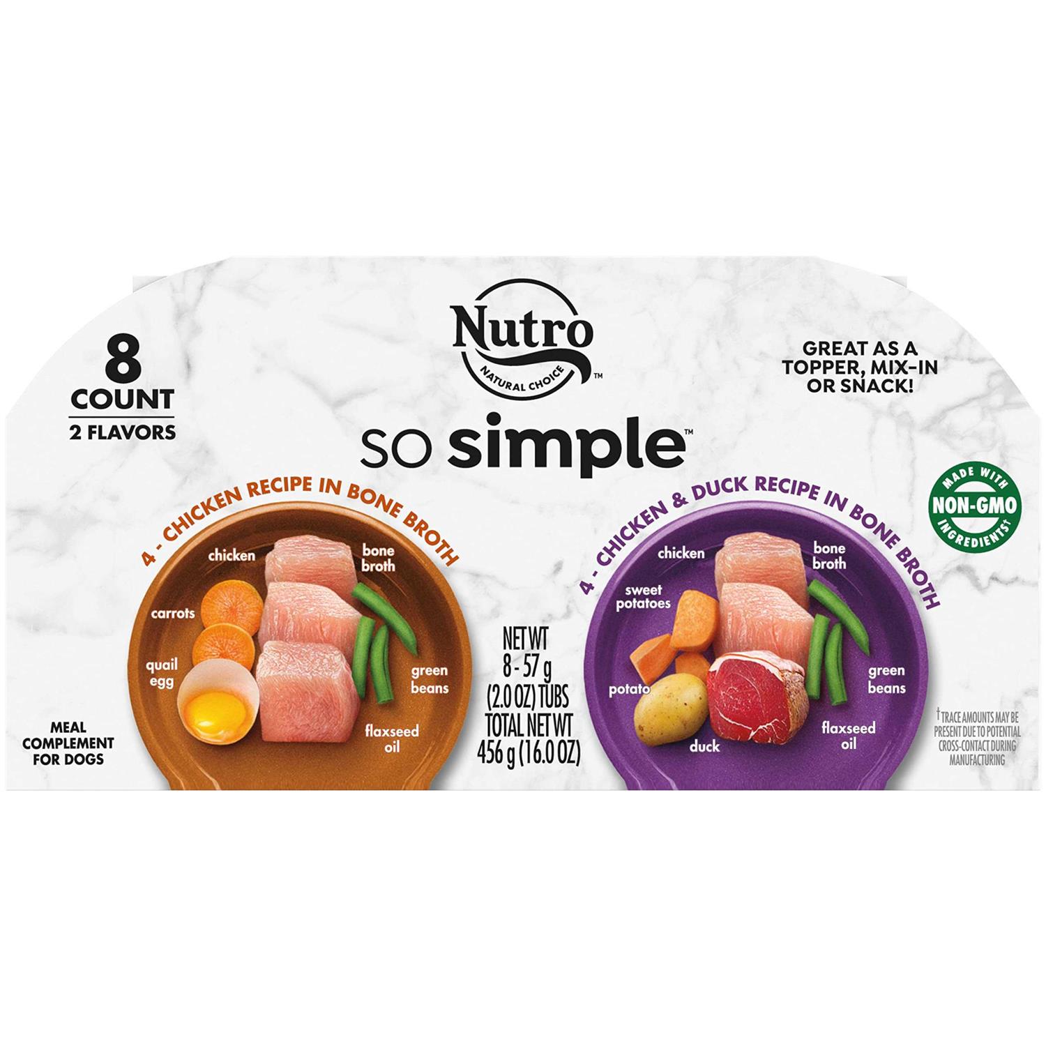 Nutro So Simple Meal Complement Wet Dog Food Chicken & Duck Recipe in Bone Broth