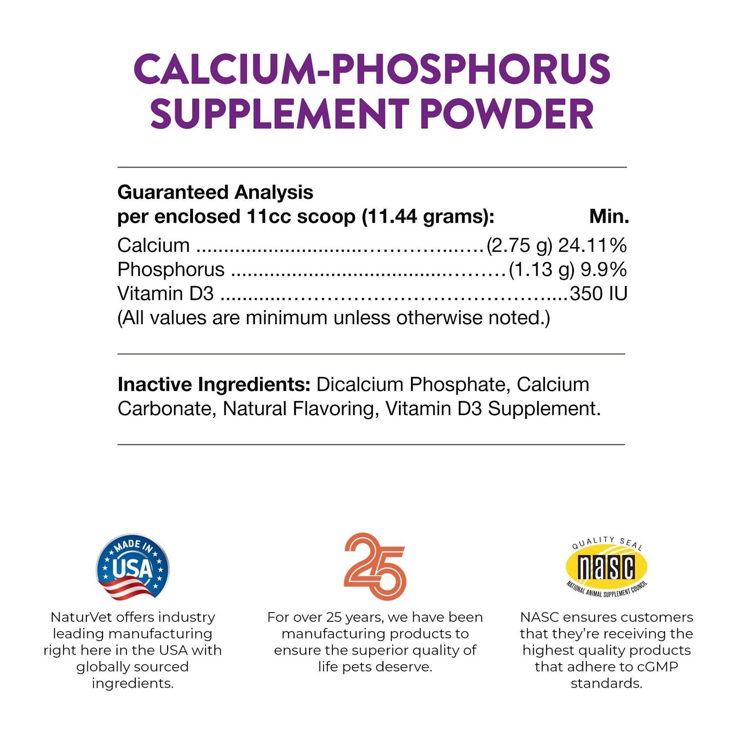 NaturVet Calcium Phosphorus Plus Vitamin D Powder for Dogs