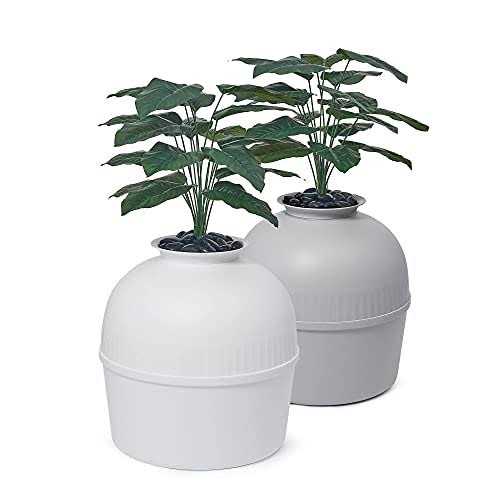 Secret Litter Box by Bundle & Bliss Hidden Litter Box Enclosure with Odor Control Carbon Filter, Faux Plant and Real Stones