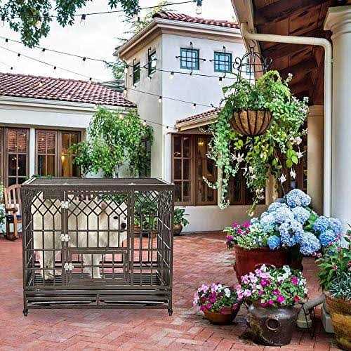 SMONTER Heavy Duty Strong Metal Dog Cage Pet Kennel Crate Playpen Wheels