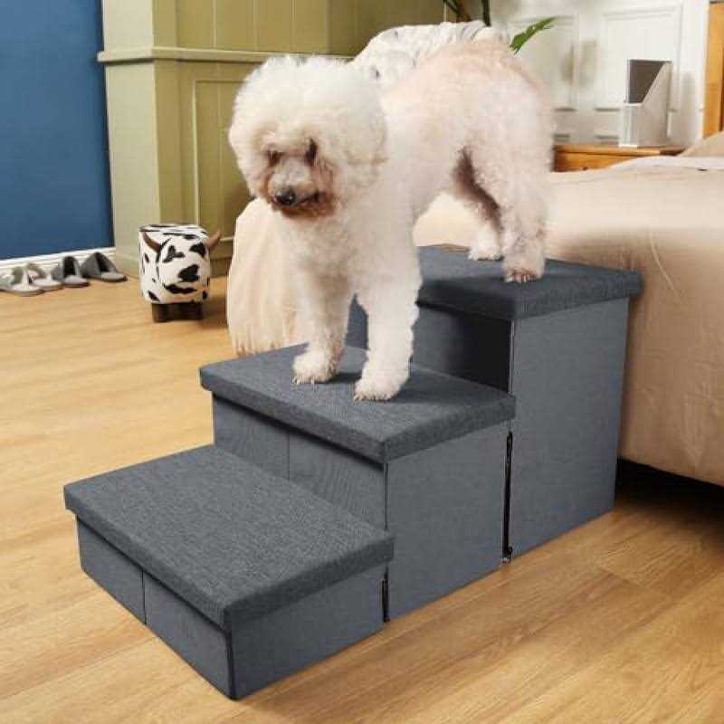 LE SURE Lesure Dog Stairs for Small Dogs Pet Stairs Beds and Couch, Folding Pet Steps with CertiPUR-US Certified Foam for Cat and Doggy