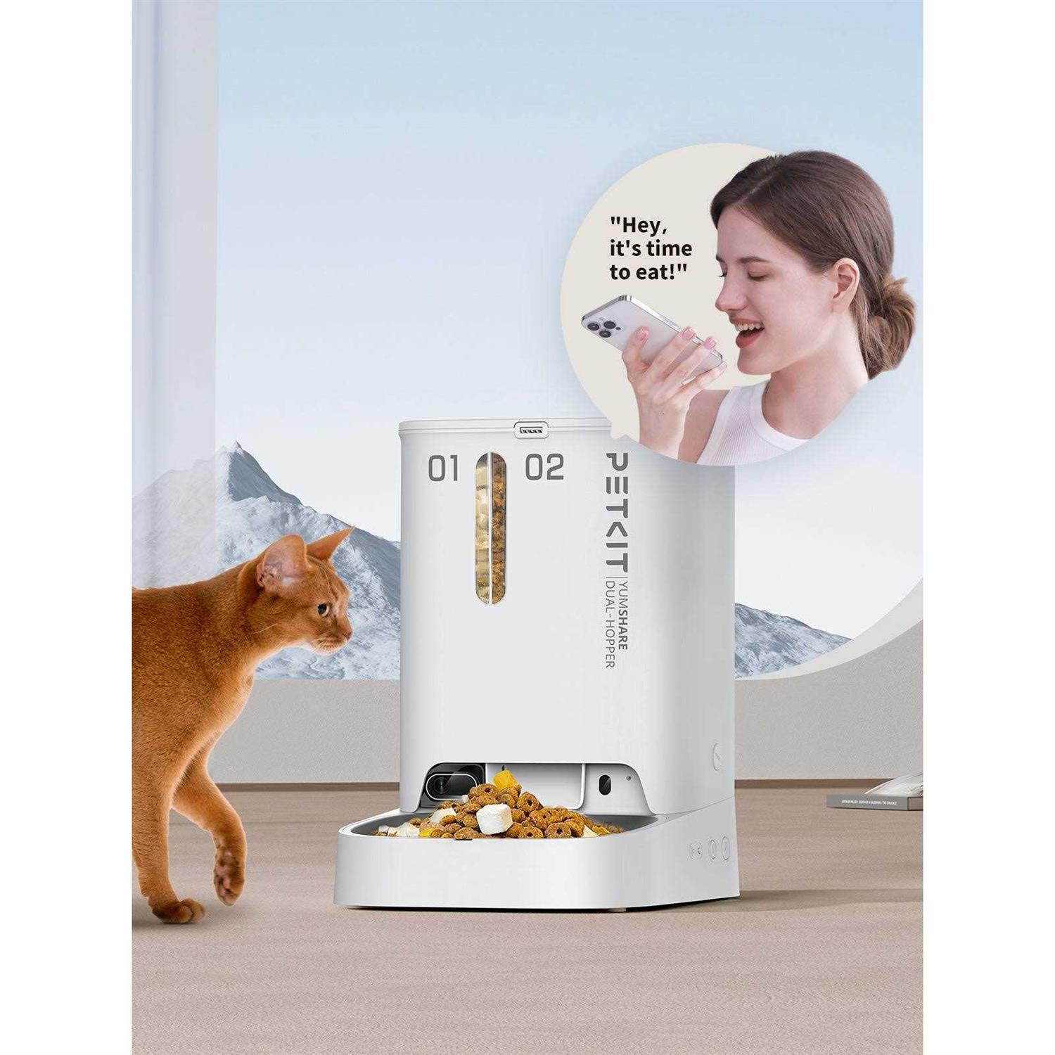 Petkit Yumshare Dual-Hopper Wifi Enabled 5L Automatic Cat Feeder with Camera, 2-Way Audio and Smart App Control