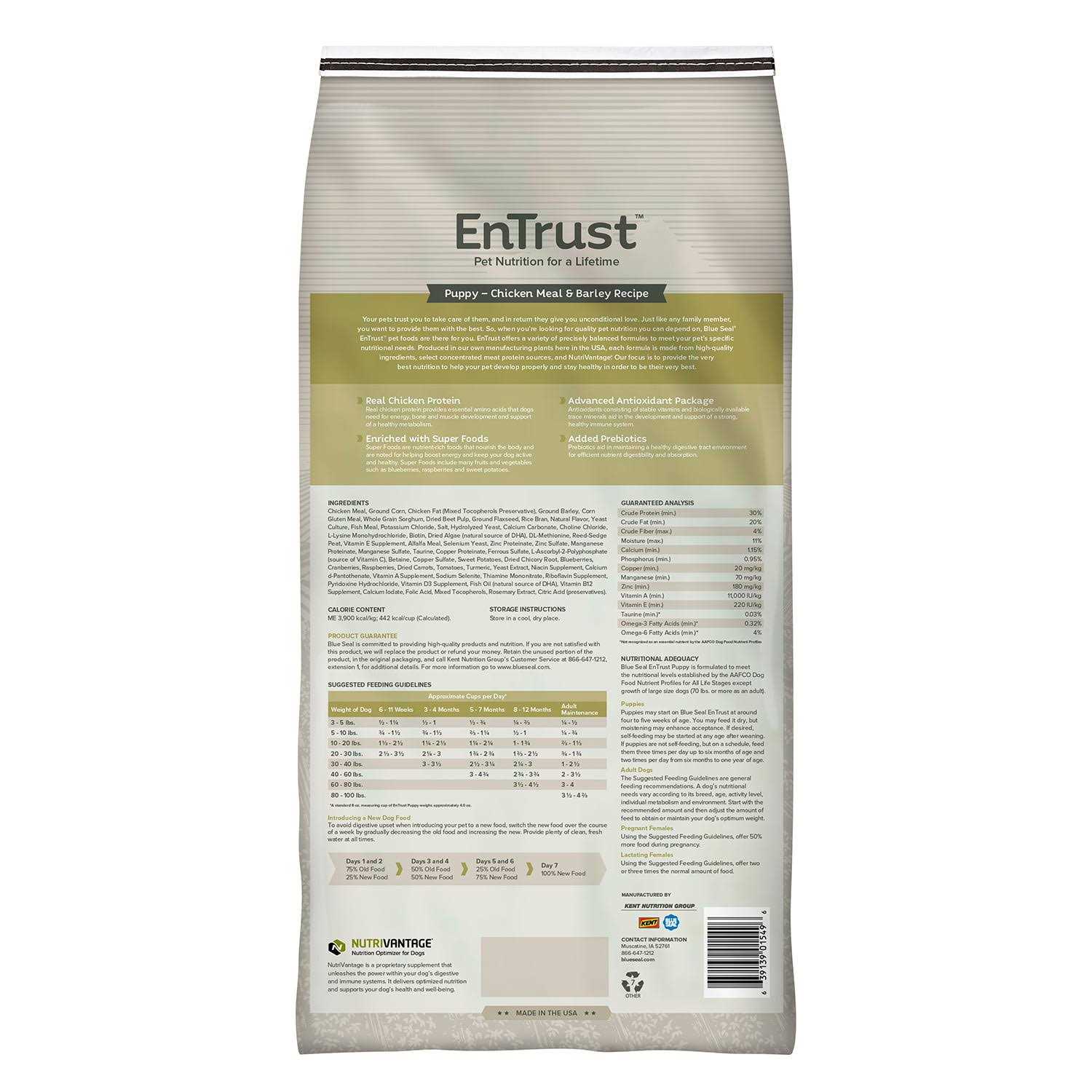 EnTrust Puppy Chicken Meal & Barley Recipe