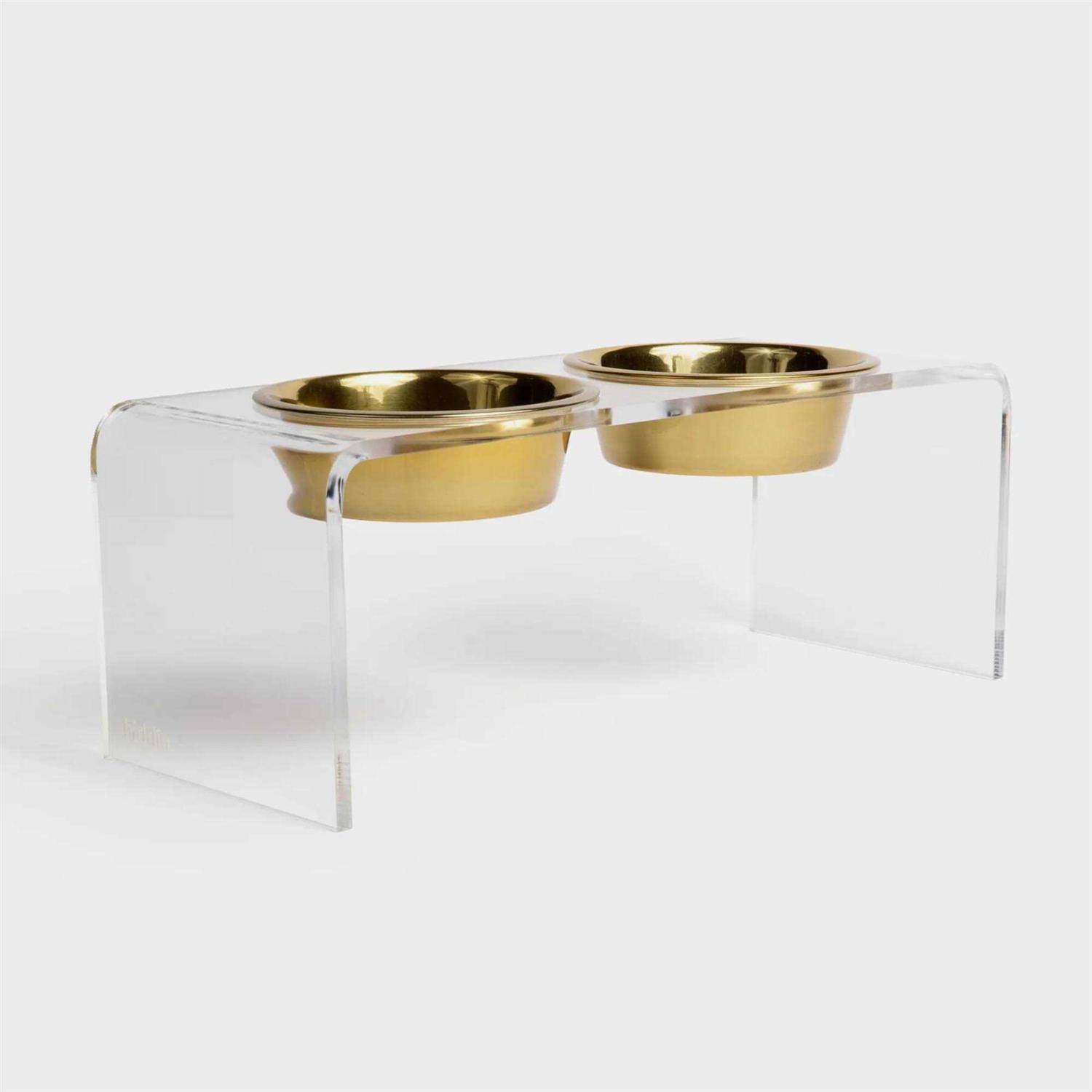Hiddin Clear Double Bowl Pet Feeder