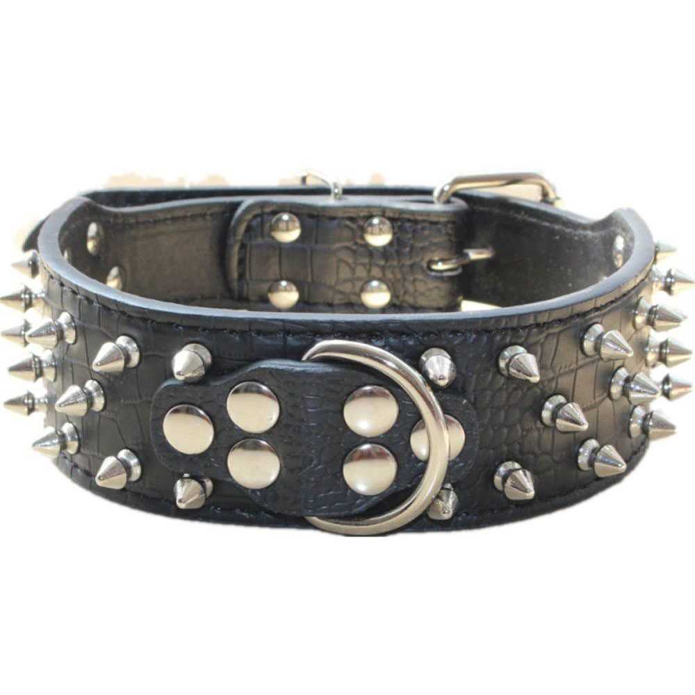 haoyueer Leather Spiked Studded Dog Collar for Medium Large Dogs