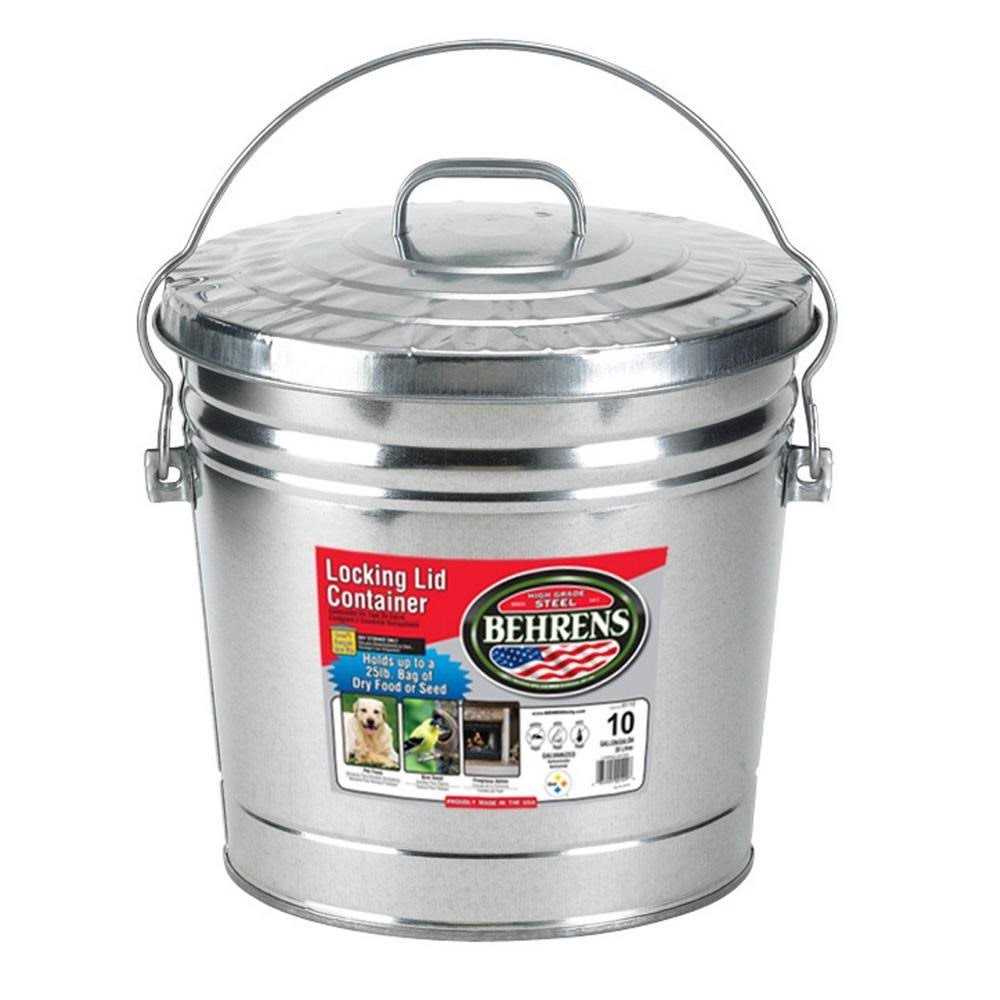 Behrens Galvanized Steel Locking Lid Can 10 Gallon