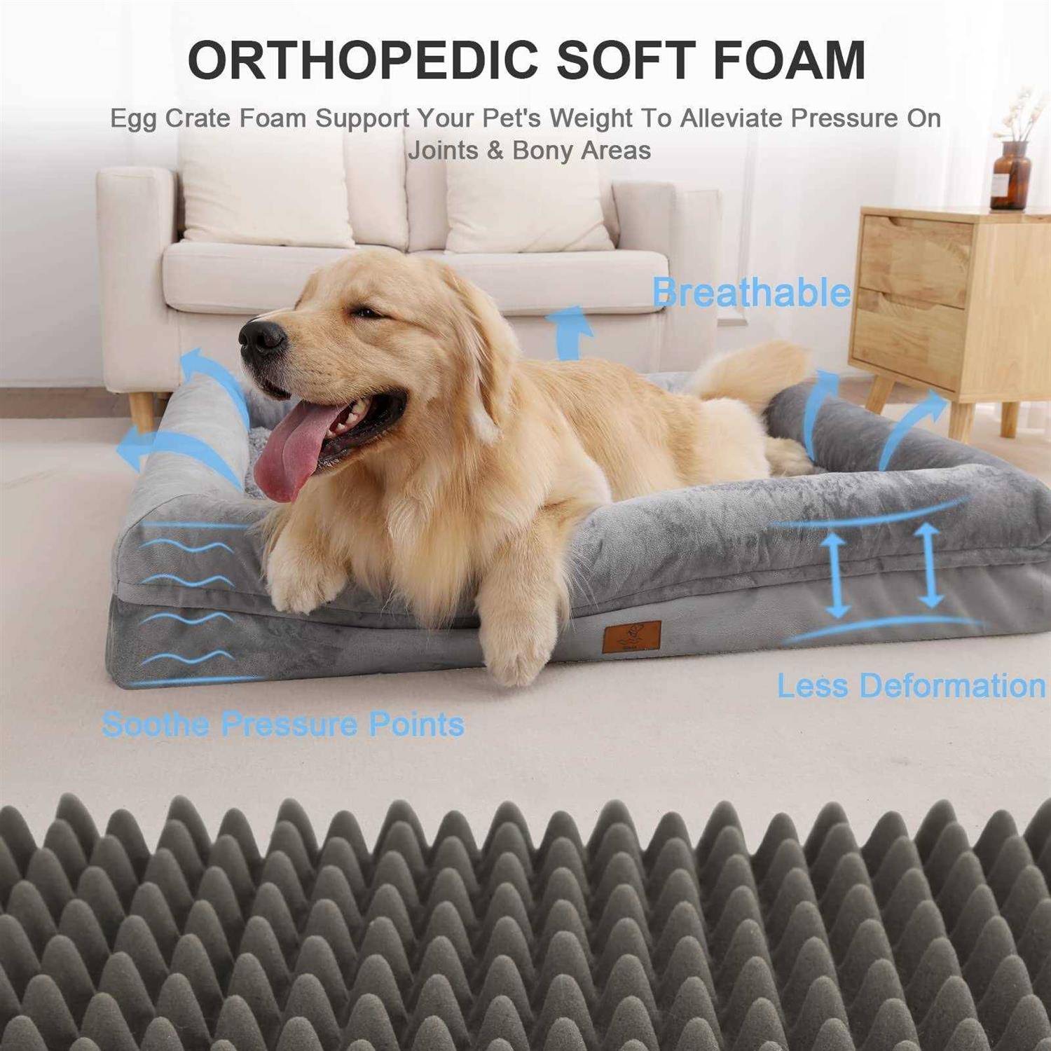 Yiruka Dog Bed Orthopedic Washable Dog Bed with Removable Cover