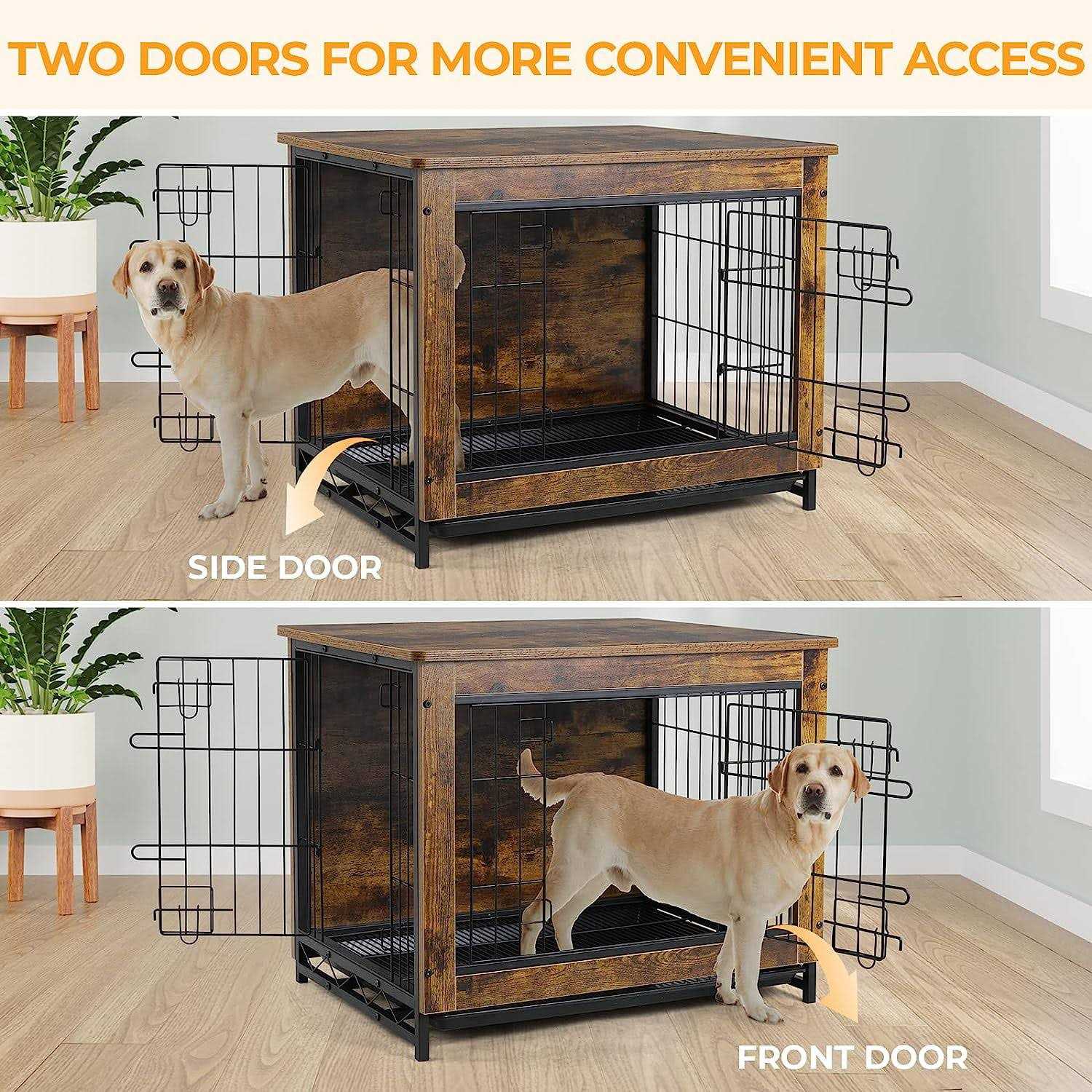 Arlopu Dog Crate Furniture Wooden End Table Indoor Dog Kennel