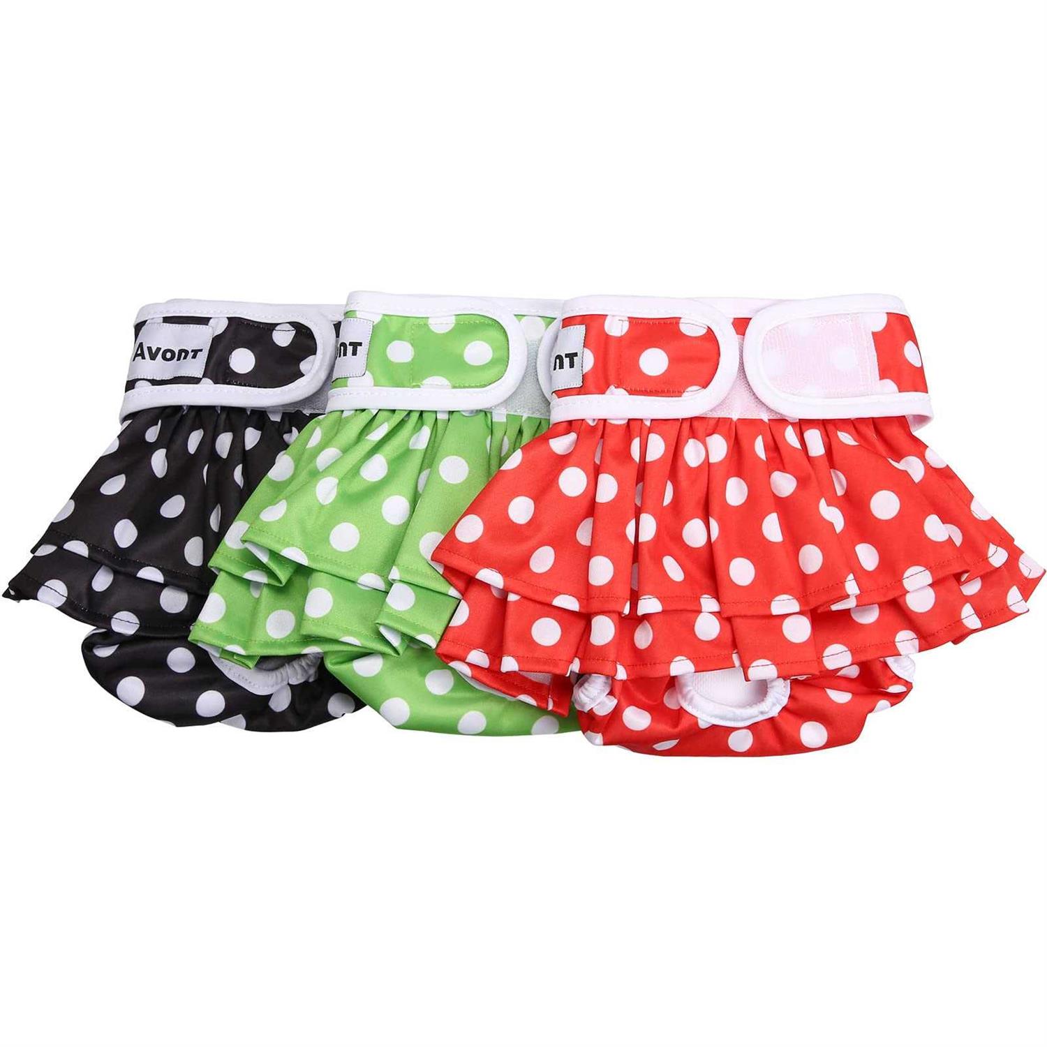 Avont 3 Pack Washable Female Dog Diapers Premium Reusable Highly Absorbent Doggie Diapers Wraps Durable Dog Diaper Cover
