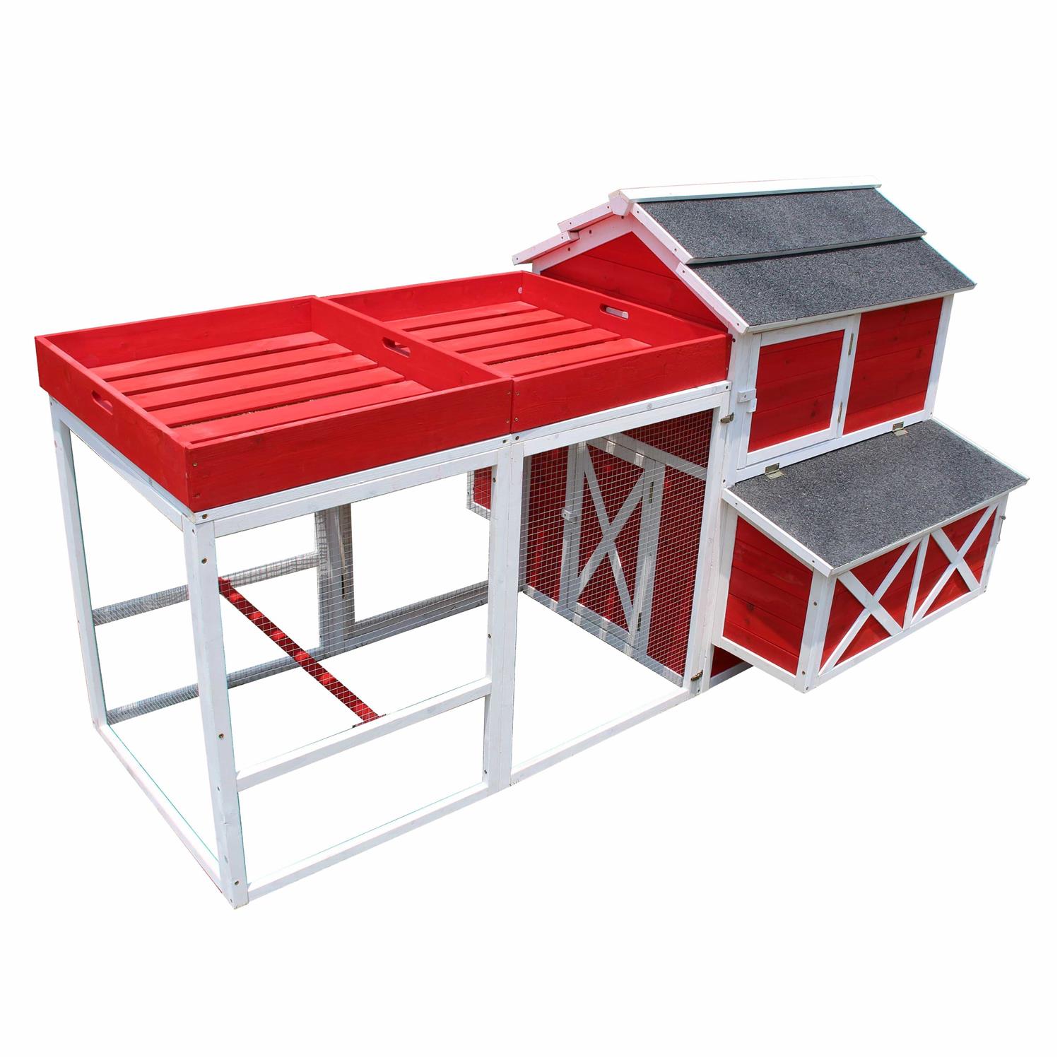 Merry Products Red Barn Chicken Coop with Roof Top Planter