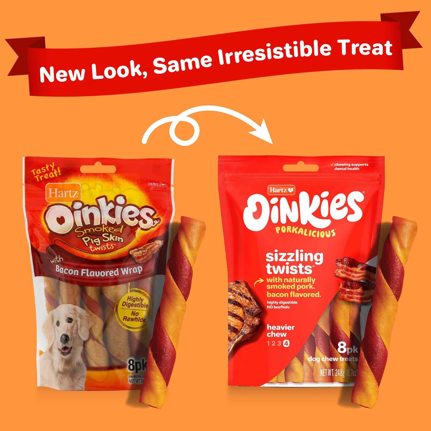 Hartz Oinkies Bacon Wrap Twists Pig Skin Dog Treats