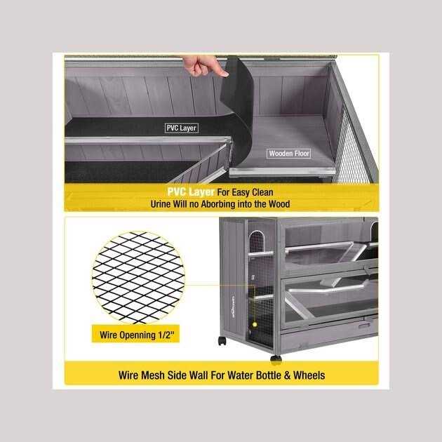 Aivituvin Wooden Hamster Cage Guinea Pig Cage with Iron Frame