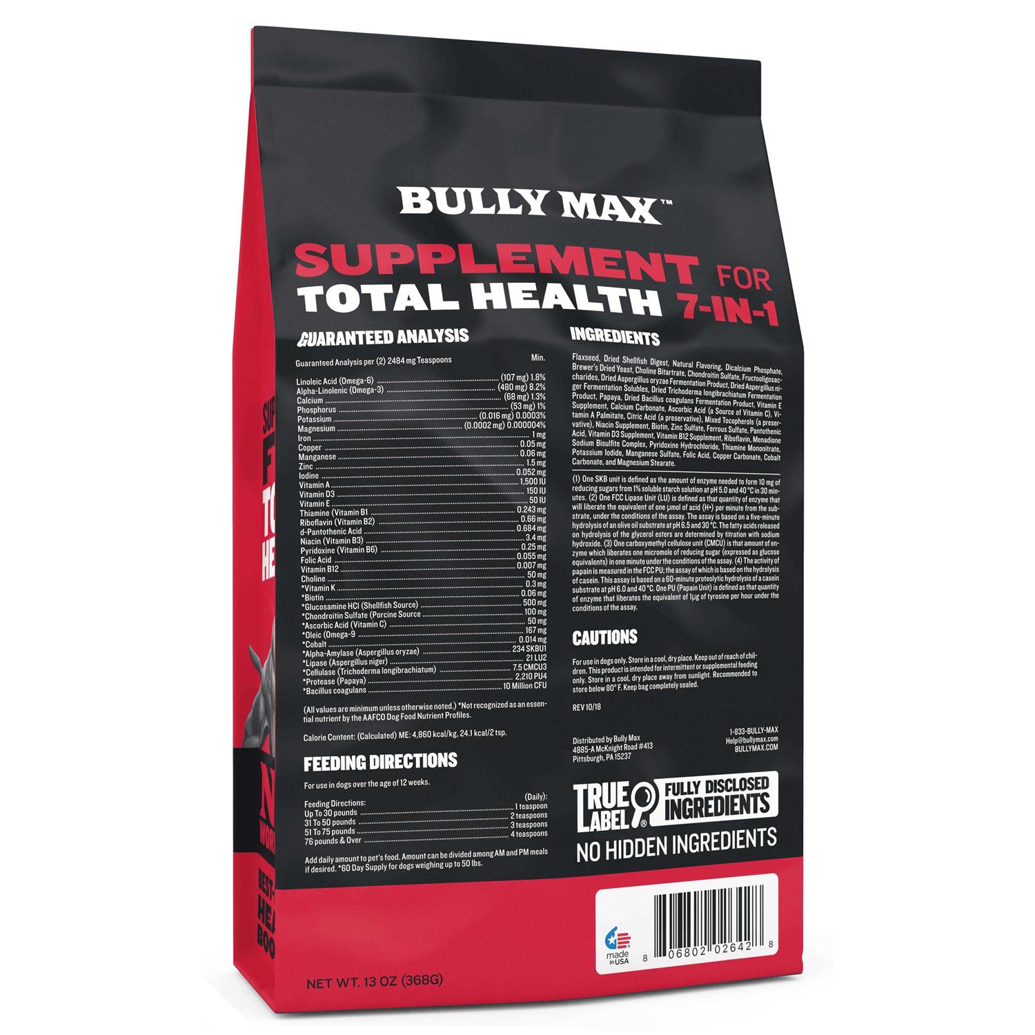 Bully Max 7-in-1 Dog Supplement 7 Powerful Health Benefits