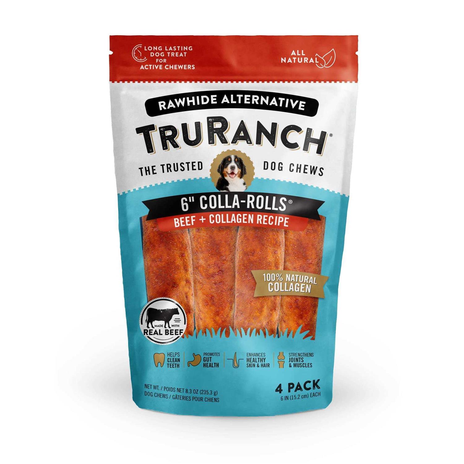TruRanch 6 Colla-Rolls Beef + Collagen Recipe Dog Chews