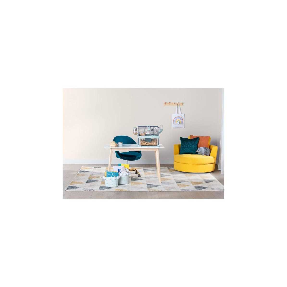 Full Cheeks Quick Clean Small Pet Habitat Includes Cage, Wheel, Food Dispense, and Water Bott