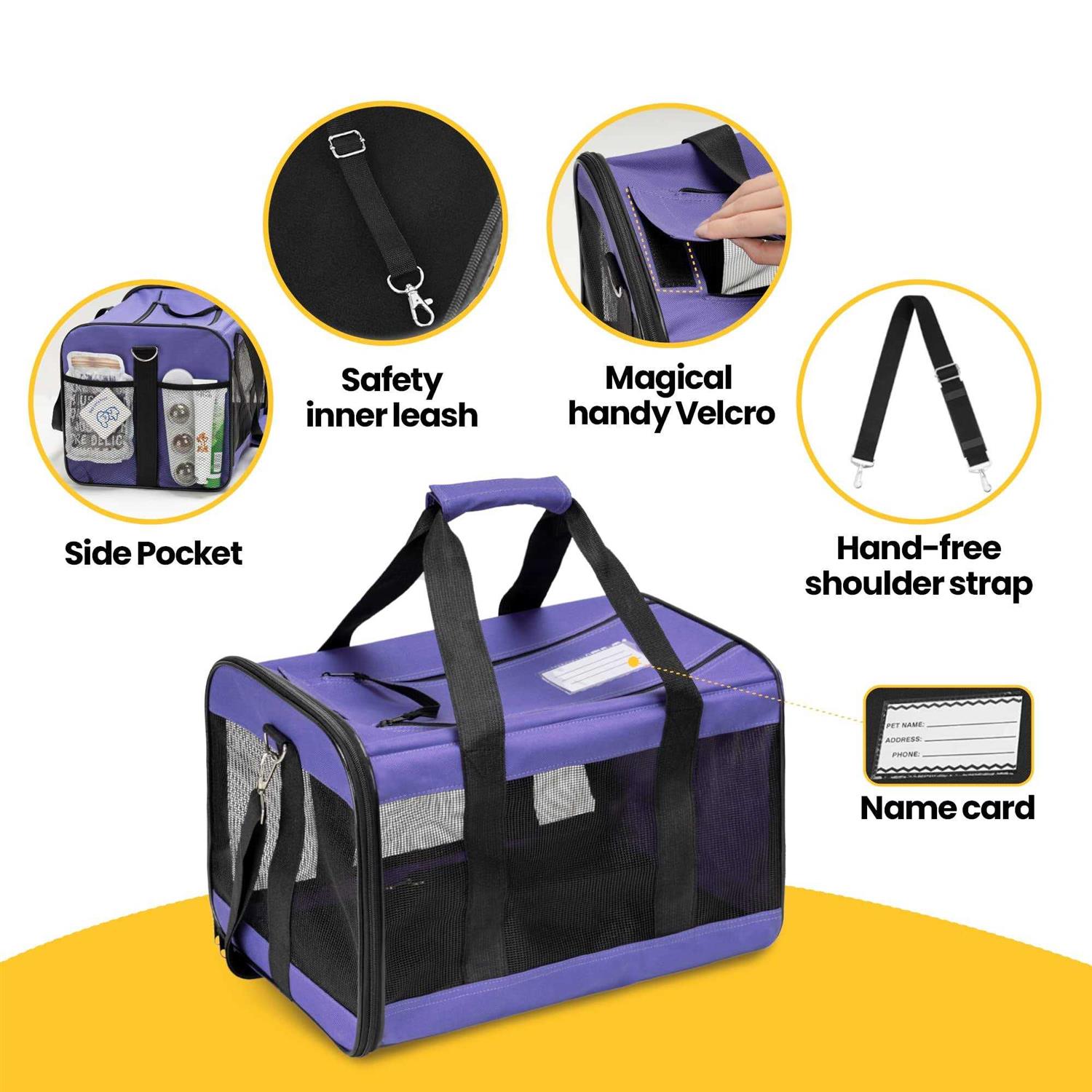 Conlun Cat Carrier Airline Approved Soft-Sided Dog Carrier with Inner Safety Leash