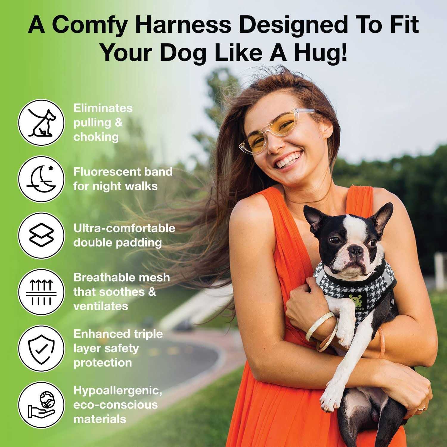 EcoBark Step in Dog Harness Soft Mesh Dog Harnesses and Small Dogs Eco-Friendly
