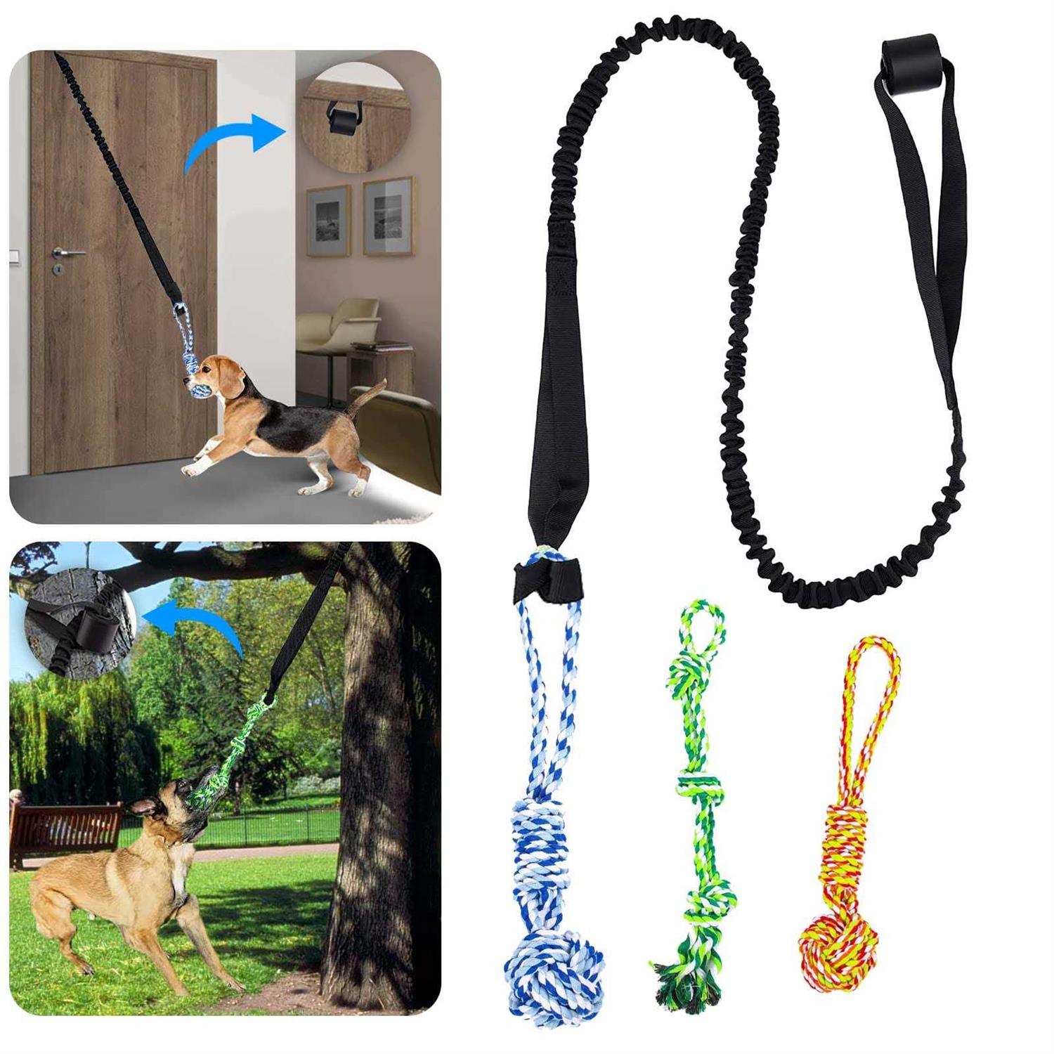 5PCS Spring Pole Dog Rope Toys Tree Bungee Hanging Dog Toys Indoor Outdoor Dog Bungee Tug Interactive Exercise Toys