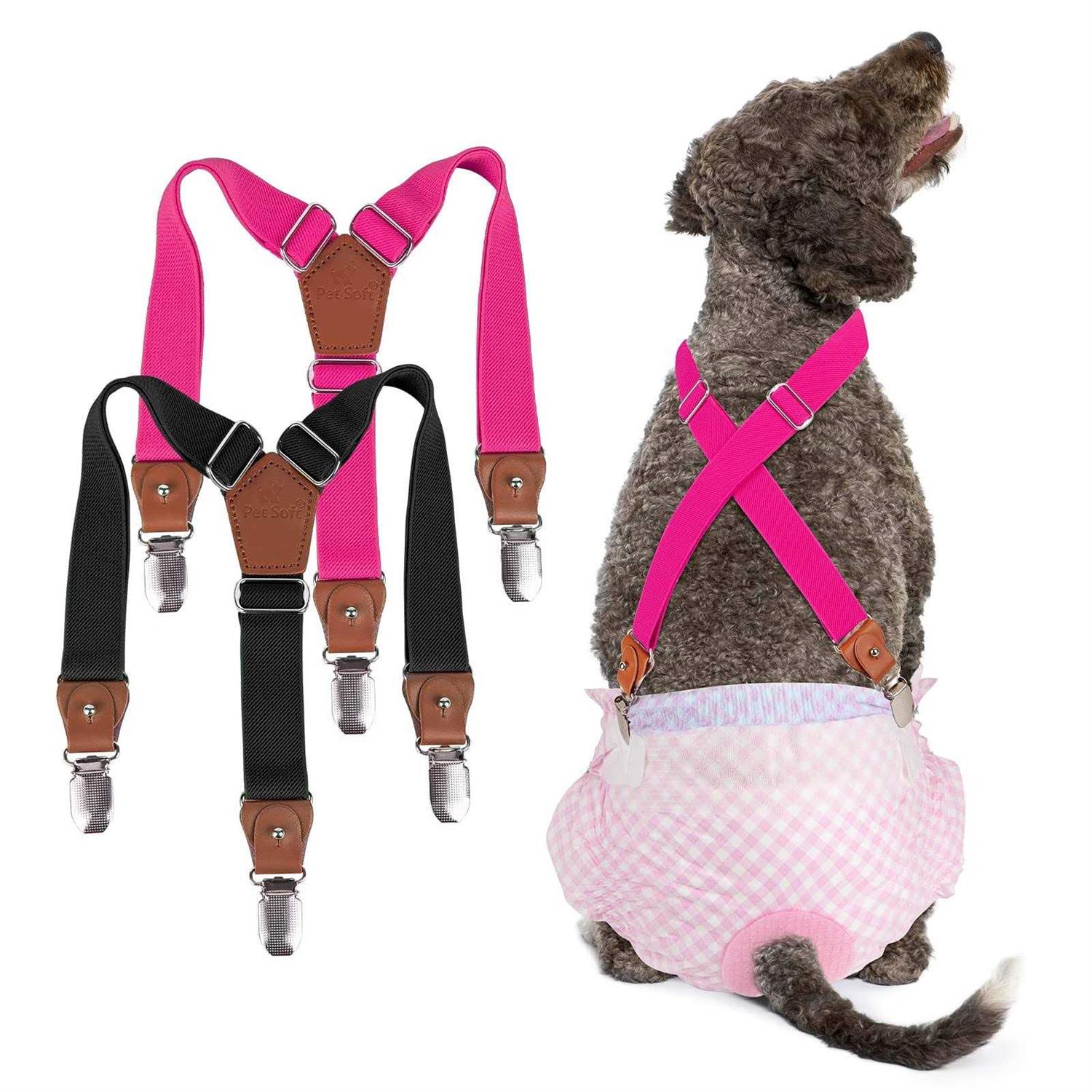 Pet Soft Dog Suspenders 2 Pieces Female Dog Diaper Suspenders for Dogs Diaper Keeper Suspender for Dog Skirt