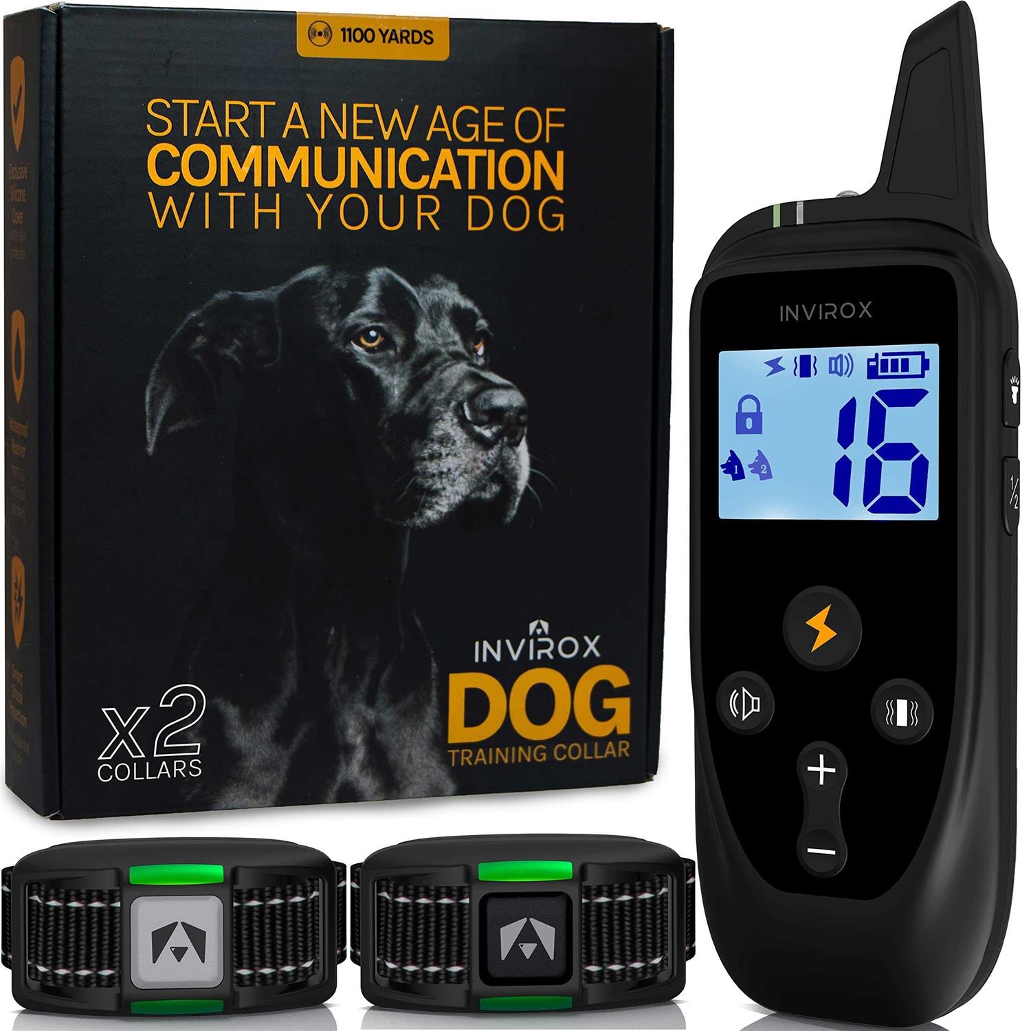 INVIROX X2 Dog Shock Collar For Large Dogs 123 Levels Dog Training Collar 1100Yards Range