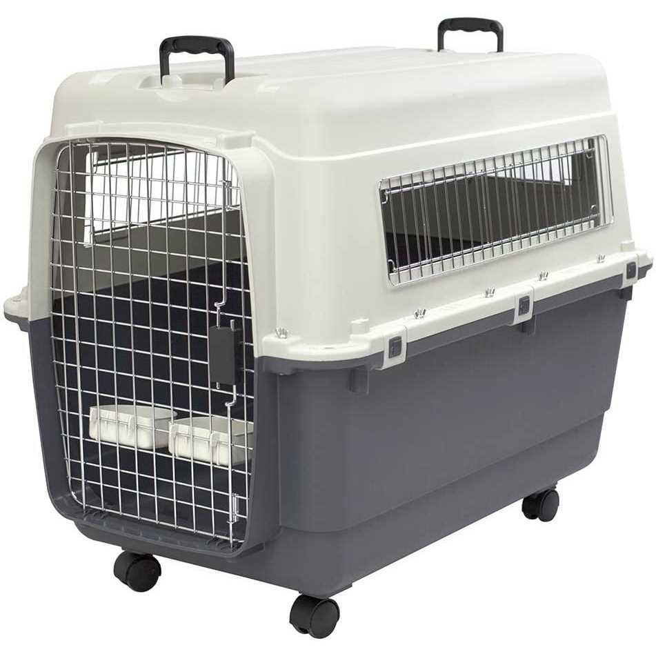 Sportpet Designs Plastic Kennels Rolling Plastic Wire Door Travel Dog Crate