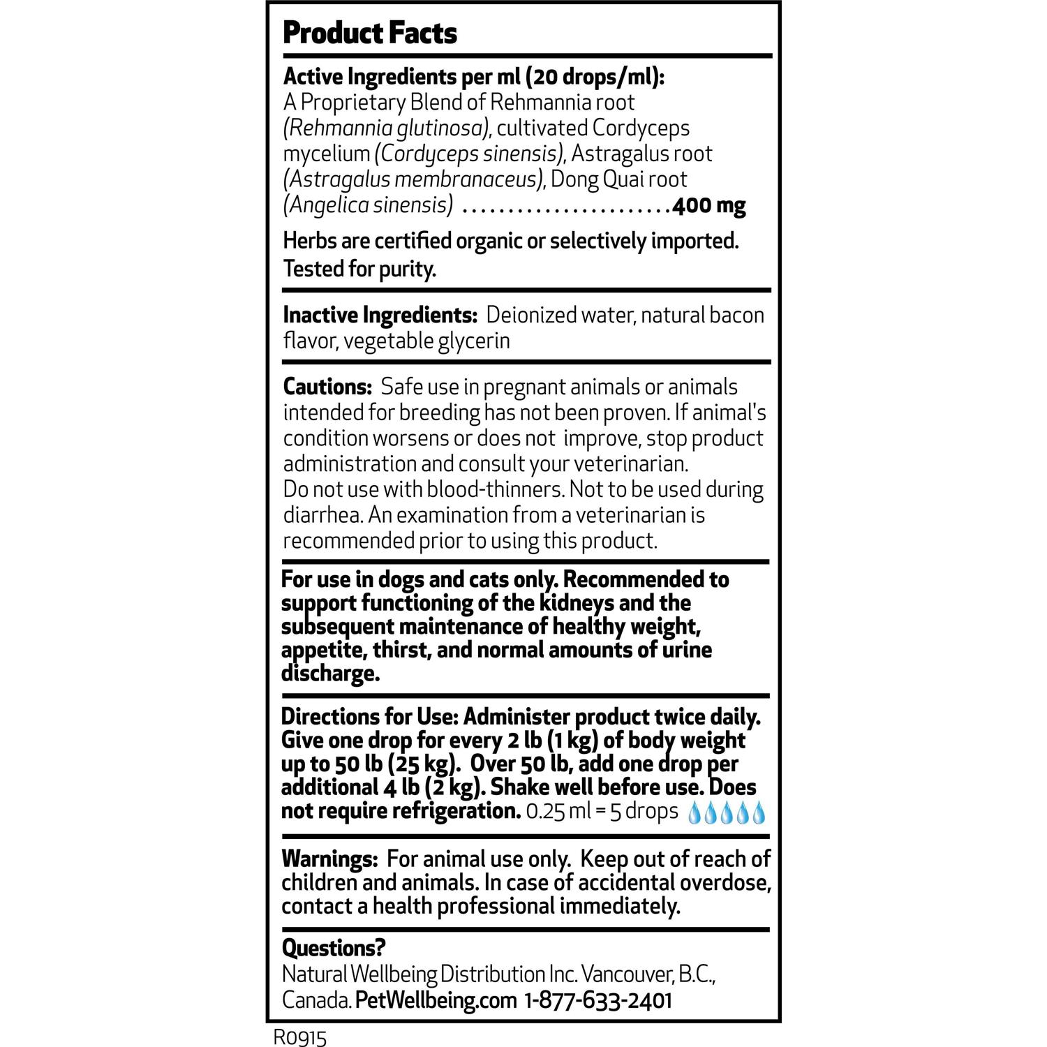 Pet Wellbeing Kidney Support Gold for Dogs