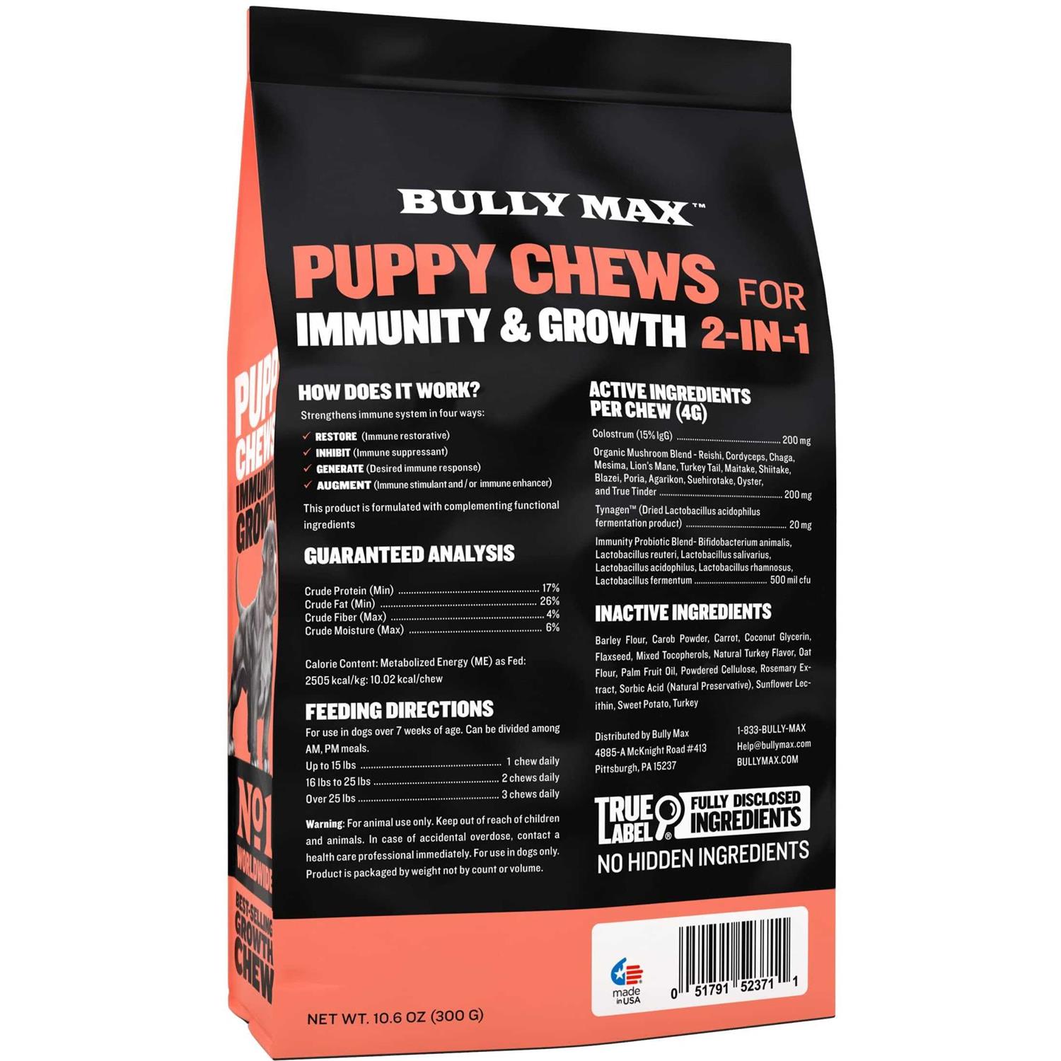 Bully Max 2-in-1 Puppy Chews for Immunity and Growth