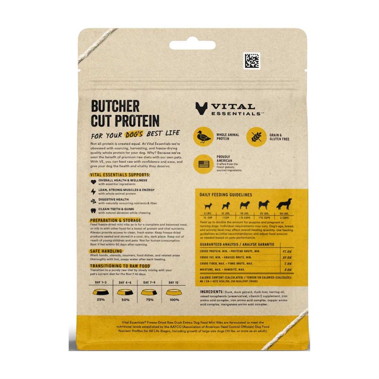 Vital Essentials Duck Entree Mini Nibs Freeze-Dried Raw Dog Food