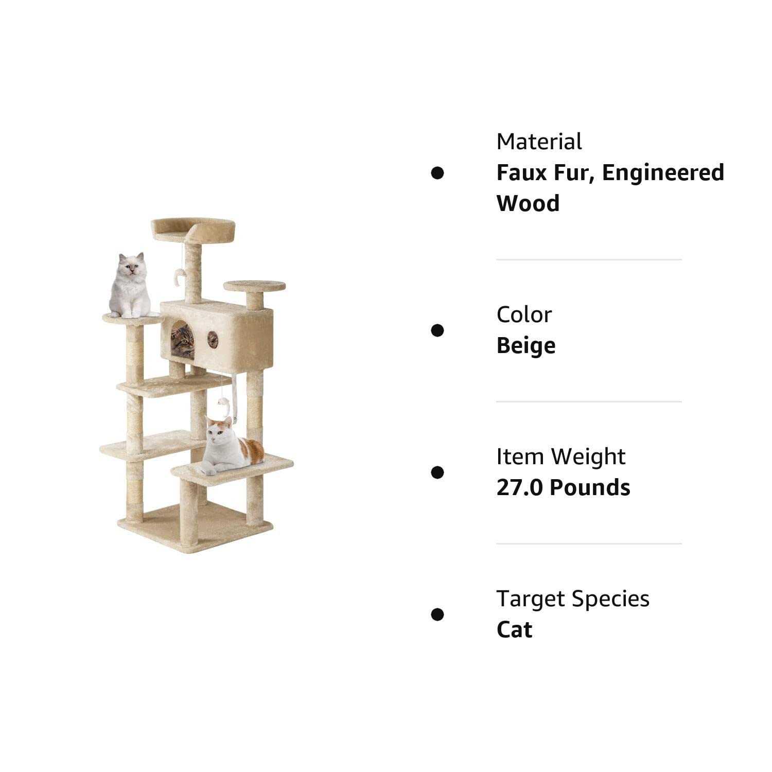 Bestpet 54in Cat Tree Tower with Cat Scratching Posts Stand House Cat Condo with Funny Toys