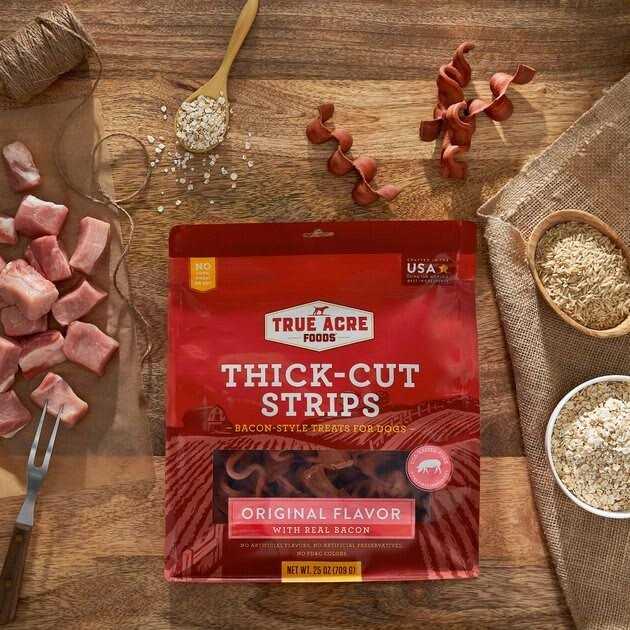 True Acre Foods Thick Cut Strips with Real Bacon and Dog Treats