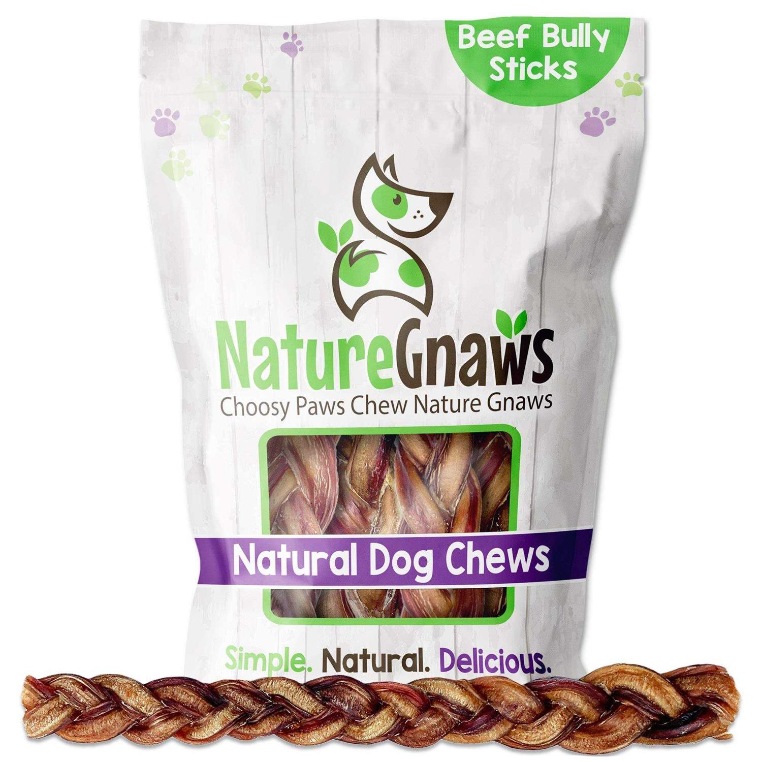 Nature Gnaws Braided Bully Sticks for Dogs Premium Natural Beef Bones