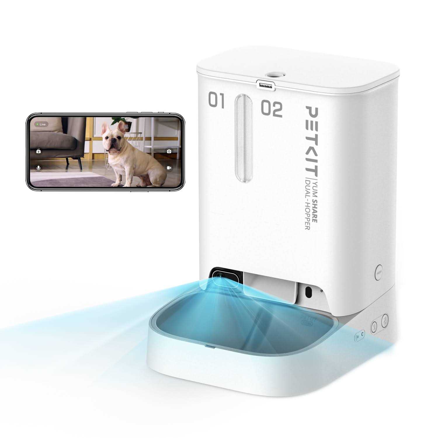 Petkit Yumshare Dual-Hopper Wifi Enabled 5L Automatic Cat Feeder with Camera, 2-Way Audio and Smart App Control