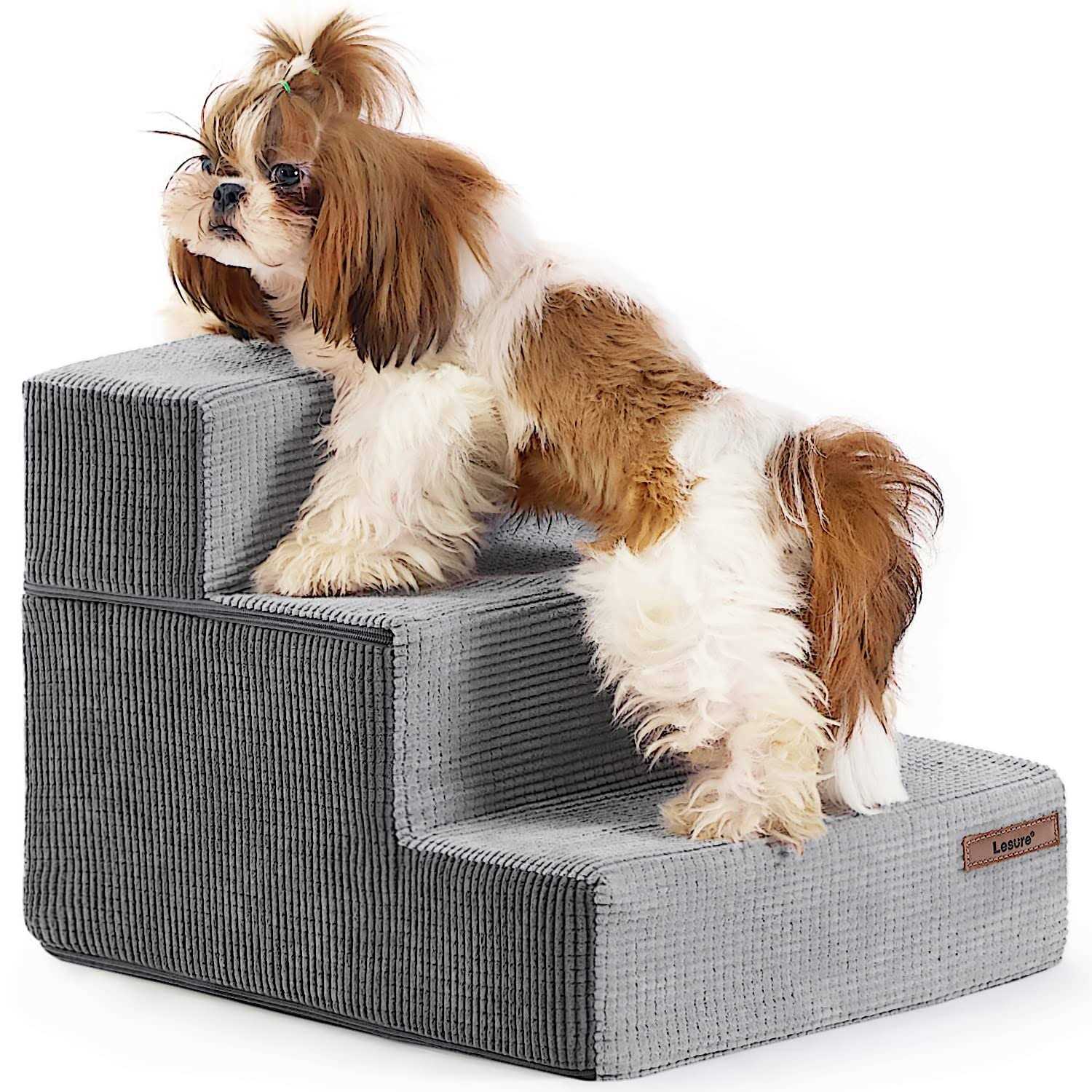 LE SURE Lesure Dog Stairs for Small Dogs Pet Stairs Beds and Couch, Folding Pet Steps with CertiPUR-US Certified Foam for Cat and Doggy