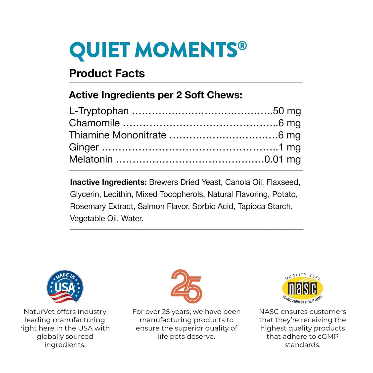 NaturVet Quiet Moments Calming Aid Plus Melatonin Cat Soft Chews