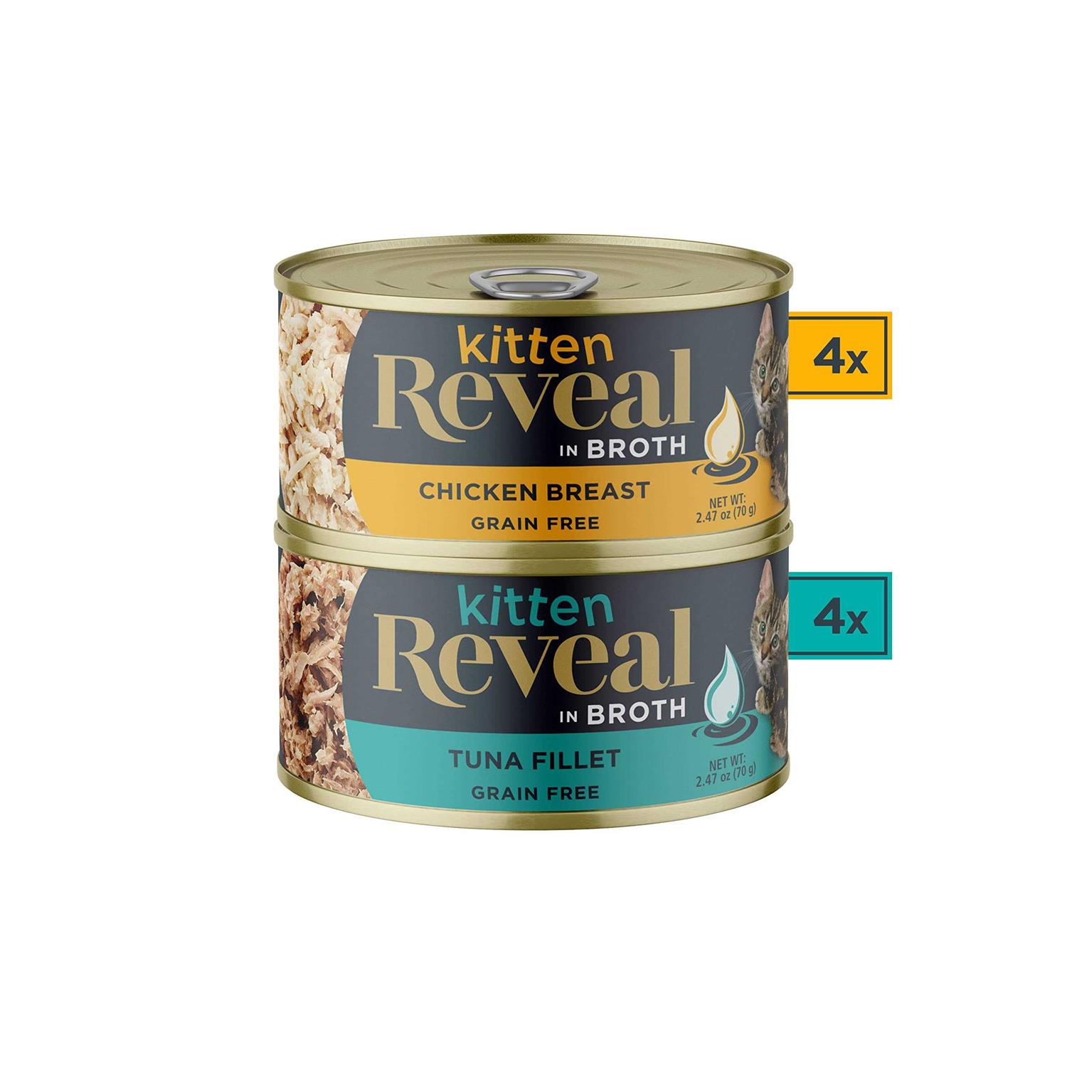 Reveal Natural Wet Kitten Food Chicken & Tuna Broth Variety Pack