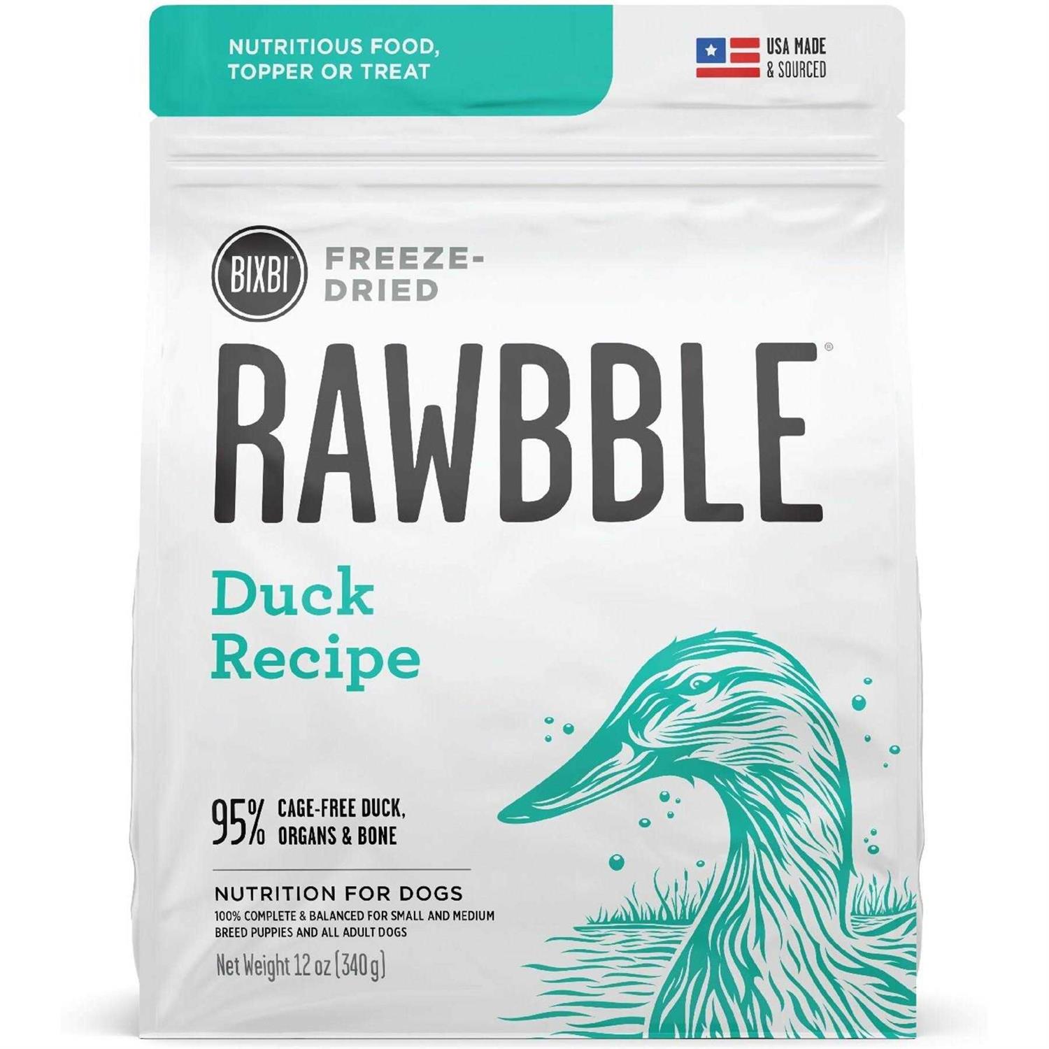 Bixbi Dog Food Rawbble Freeze Dried Duck Recipe