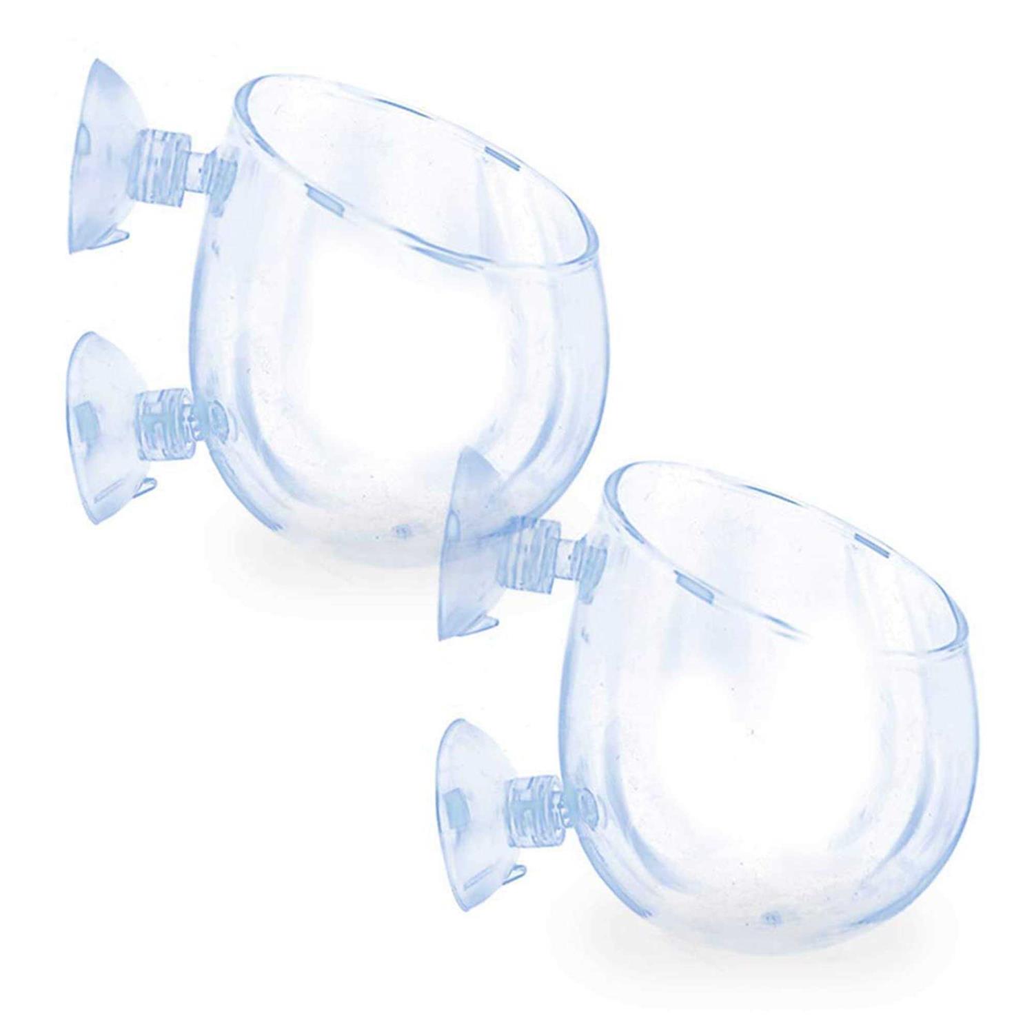 SunGrow 2-Pack Aquatic Plant Pot with Suction Cups Crested Gecko Food Holder