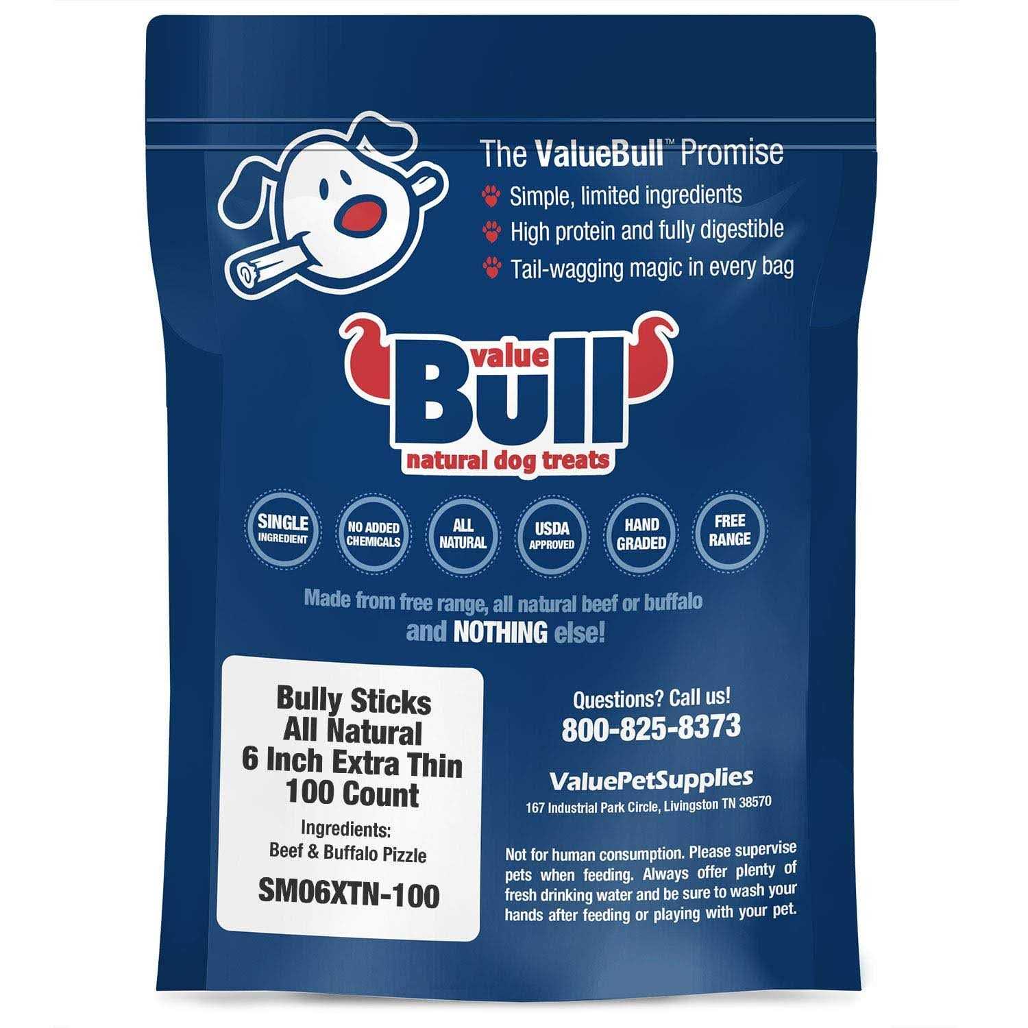 ValueBull Bully Sticks for Dogs 6 inch