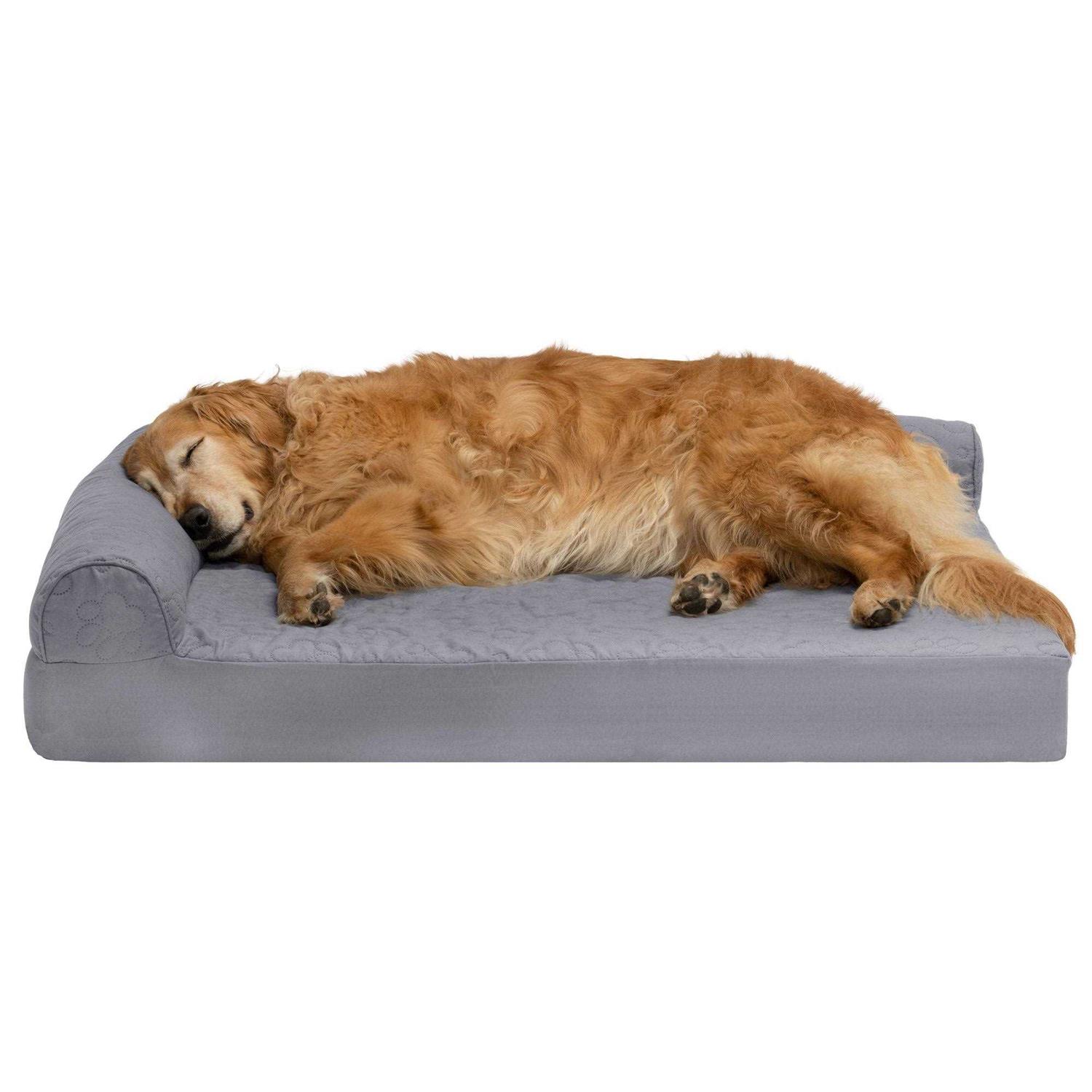 FurHaven Paw-Quilted Deluxe L-Chaise Dog Bed