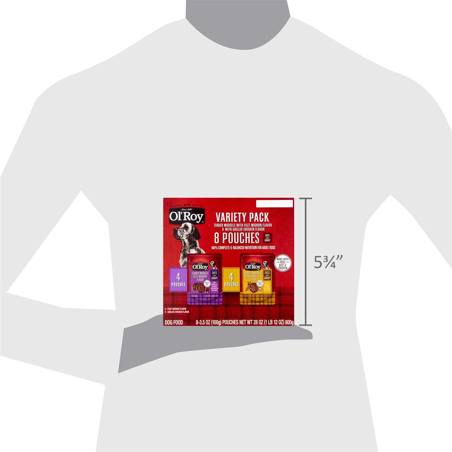 Ol’ Roy Cuts in Gravy Wet Dog Food Variety Pack, Tender Morsels Filet Mignon Flavor and Tender Morsels Grilled Chicken Flavor