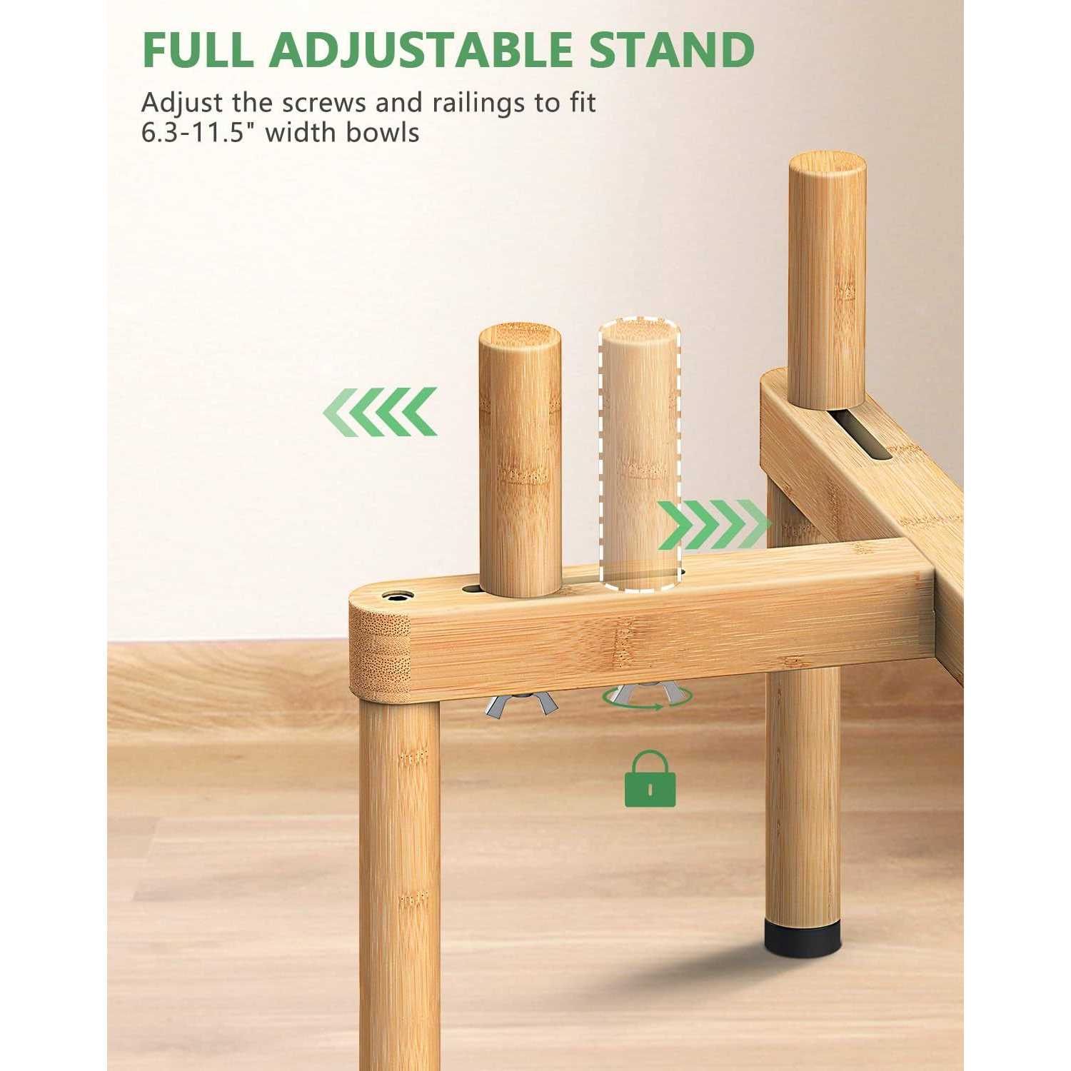 Vantic Dog Bowl Stand Adjustable Elevated Dog Food Stand For 65-11 Wide Bowls