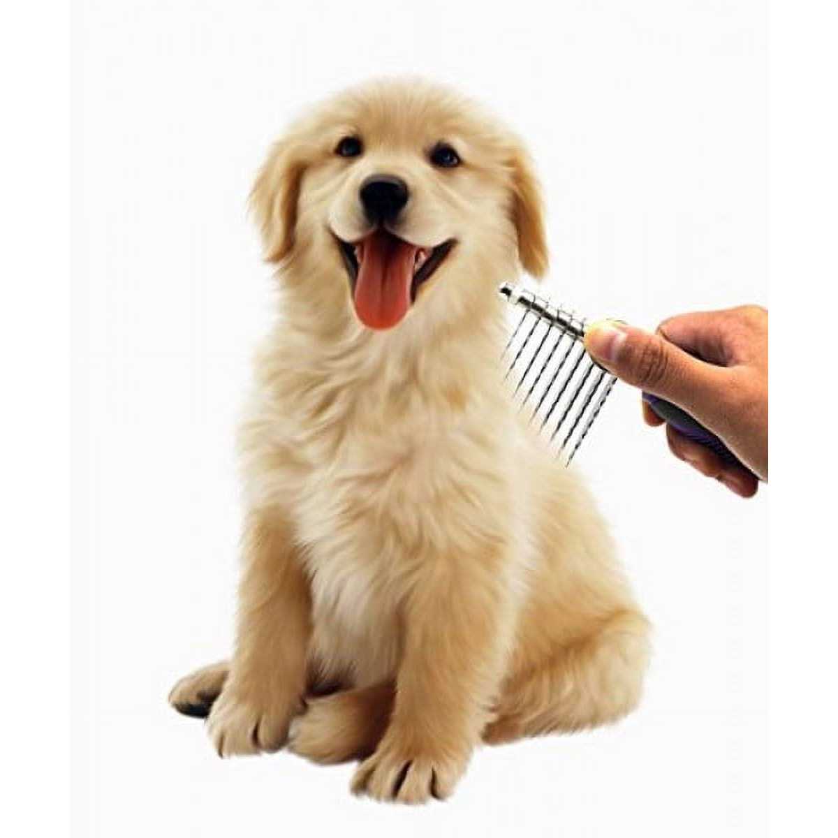 Hertzko Pet Dematting Comb for Dogs Cats Undercoat Rake Grooming Brush with Safety Edges