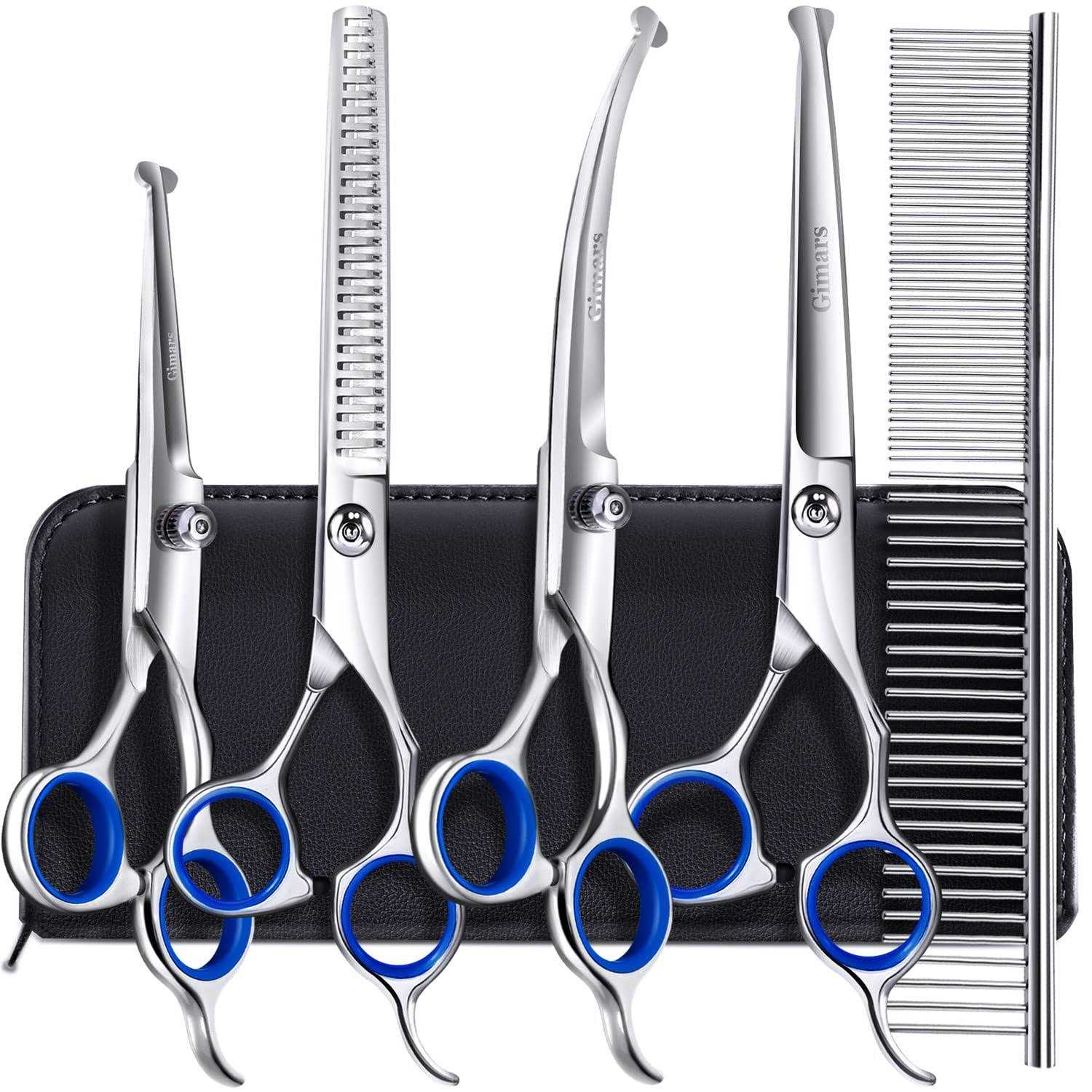 Gimars Professional 6 in 1 Dog Grooming Scissors 4CR Stainless Steel with Safety Round Tip
