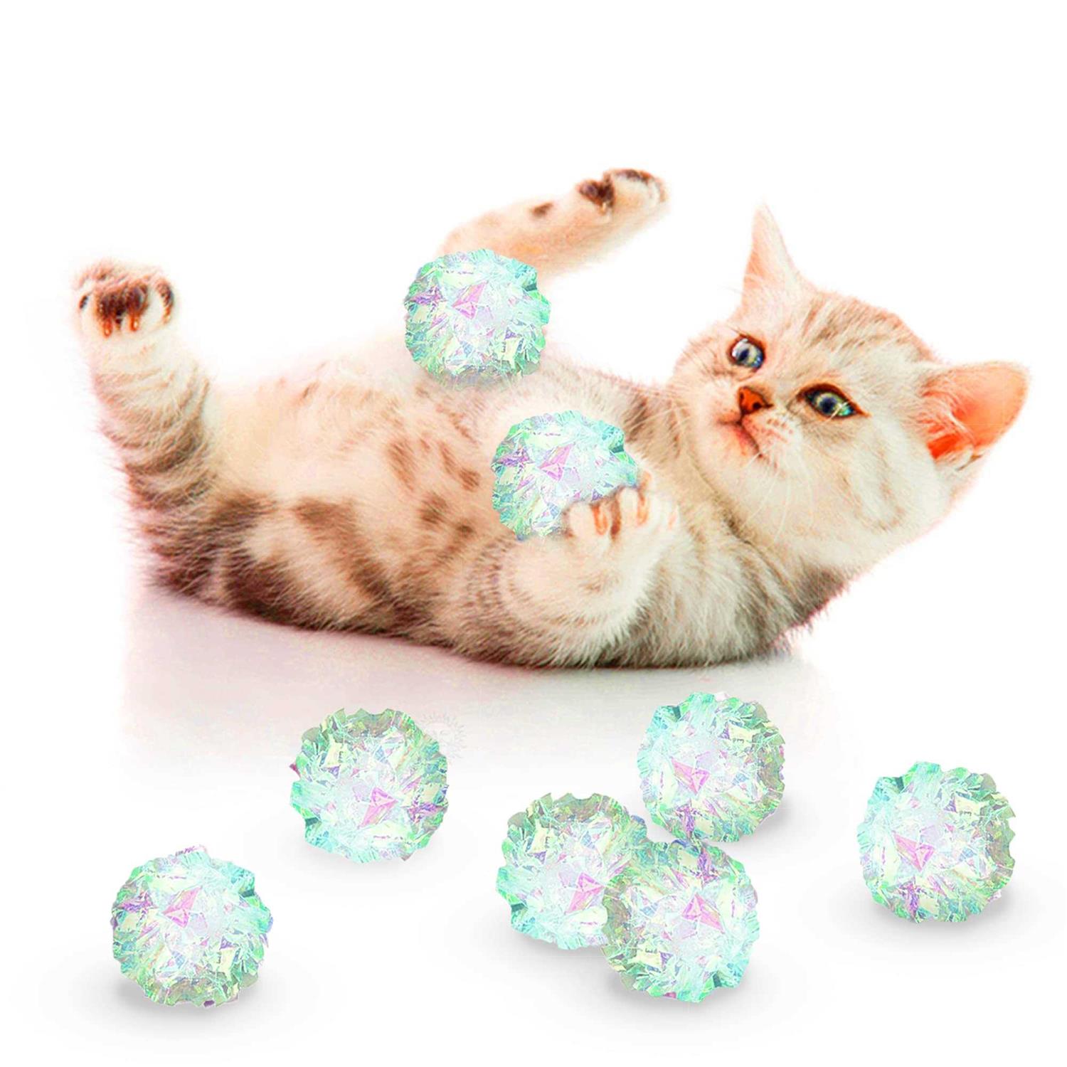 SunGrow Entertainment Clear Mylar Indoor Cat & Ferret Crinkle Balls & Chase Toy