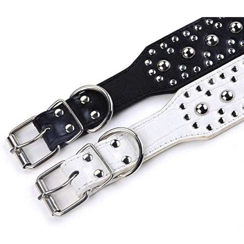 haoyueer Leather Spiked Studded Dog Collar for Medium Large Dogs