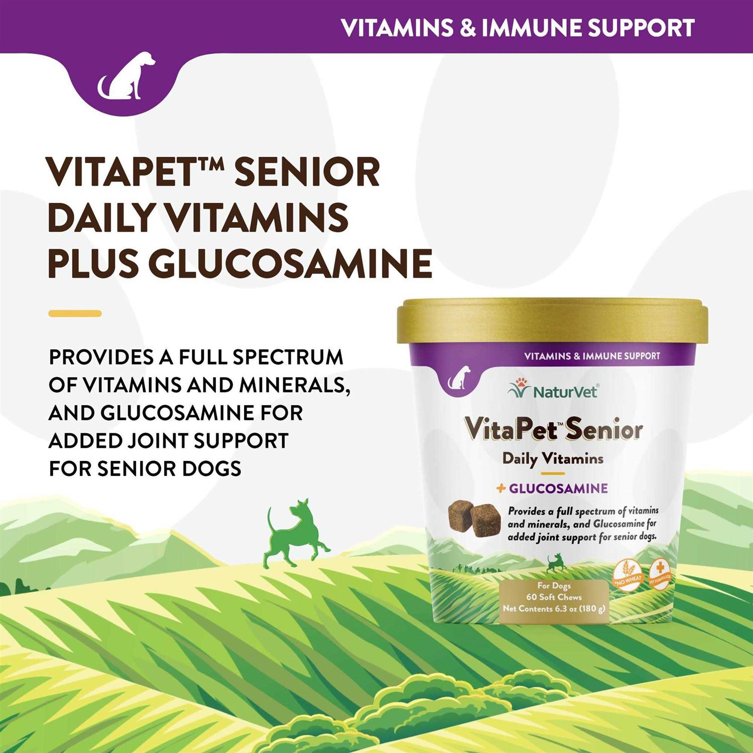 NaturVet VitaPet Senior Daily Vitamins Plus Glucosamine