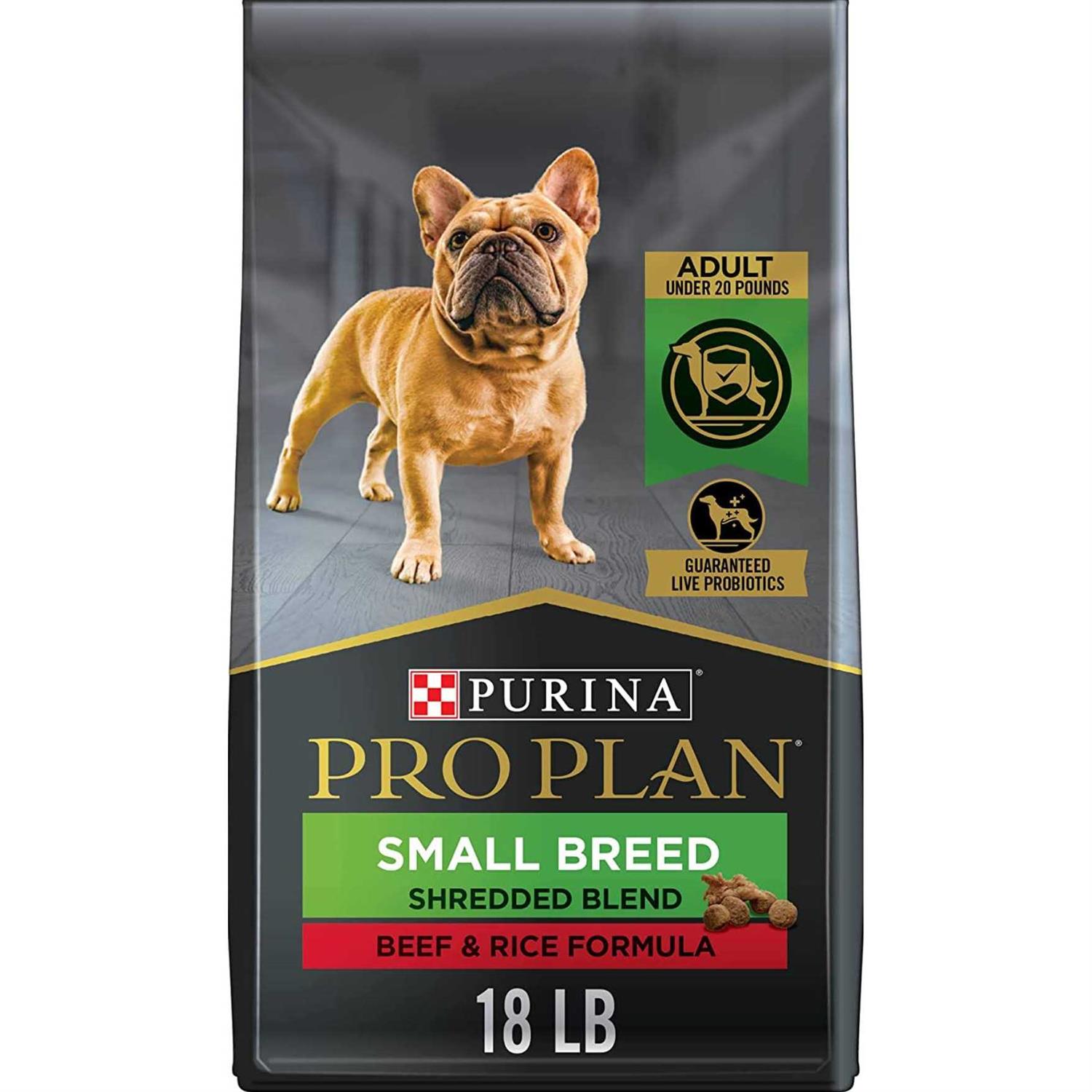 Purina Pro Plan High Protein Shredded Blend Beef & Rice Formula Small Breed Dry Dog Food