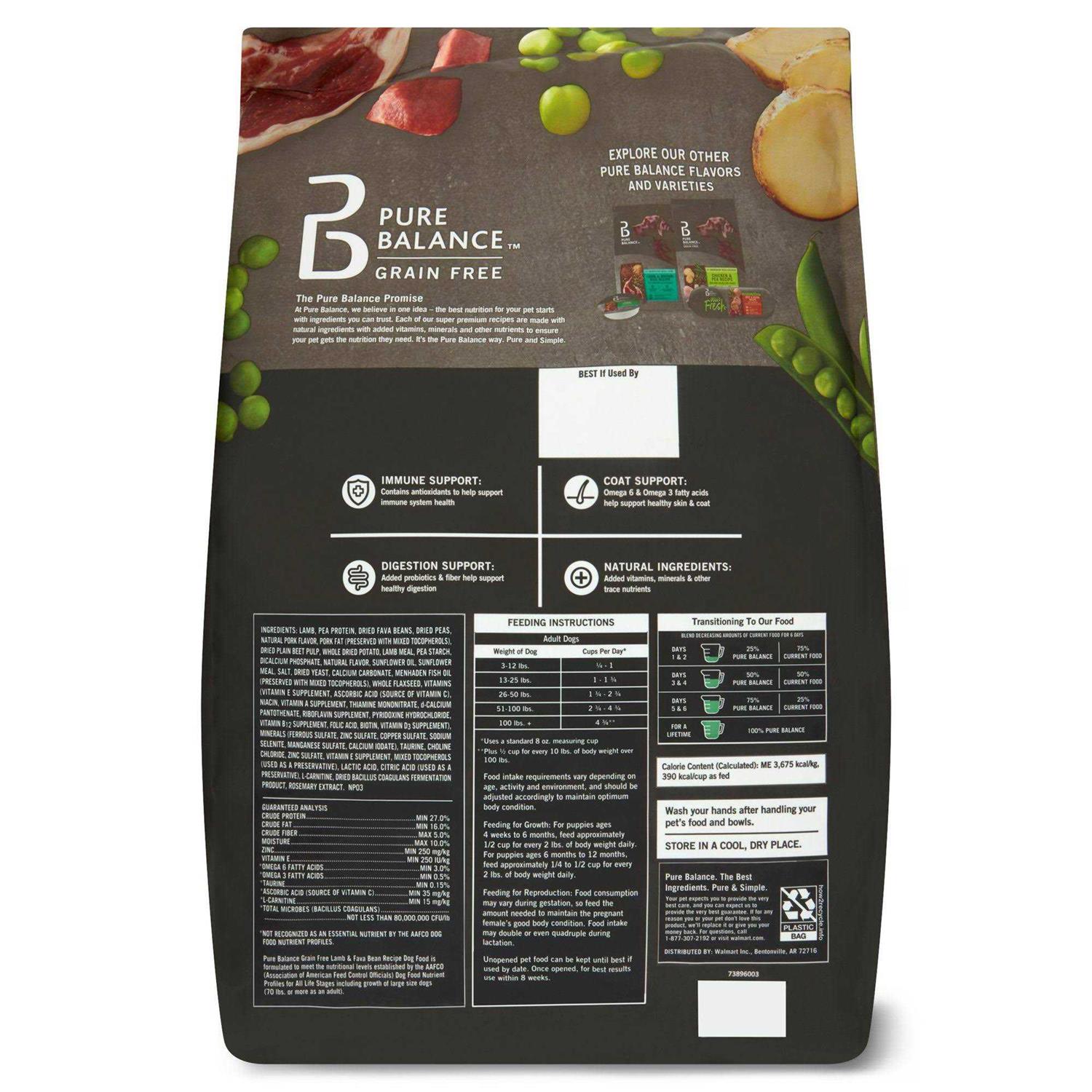 Pure Balance Grain Free Lamb & Fava Bean Recipe Dog Food