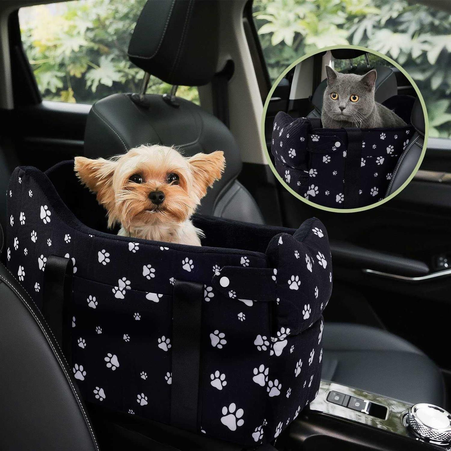 Cullaby Small Dog Car Seat Center Console for Small Dogs Under 15 lbs, Dog Booster Car Seat, Safe and Comfortable Pet Car Seat P